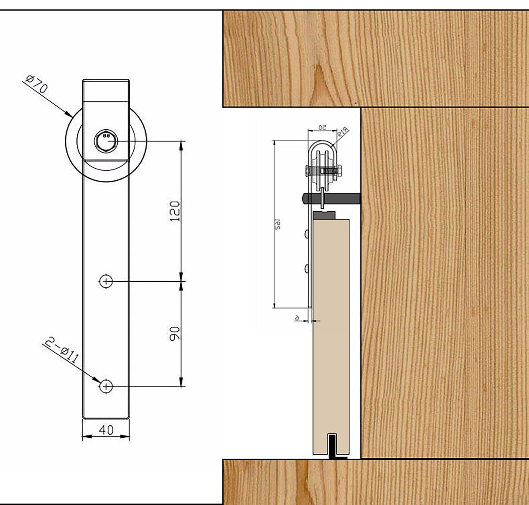 Zestaw osprzętu do drzwi przesuwnych do stodoły, 2 m, czarny system szyn ze stali węglowej, nośność 140 kg, ciche kółka nylonowe z łożyskami premium, kompletny zestaw instalacyjny