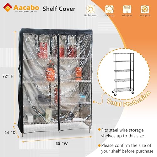 Miniatura 2 de Aacabo Cubierta de estante impermeable, cubierta de unidad de almacenamiento a prueba de polvo, cubierta protectora con cremallera, se adapta a