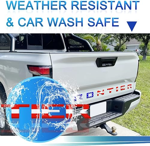 Miniatura 4 de Letras de inserción para portón trasero compatibles con Frontier 2022 2023 3M adhesivo y letras adhesivas 3D en relieve para puerta trasera (bandera