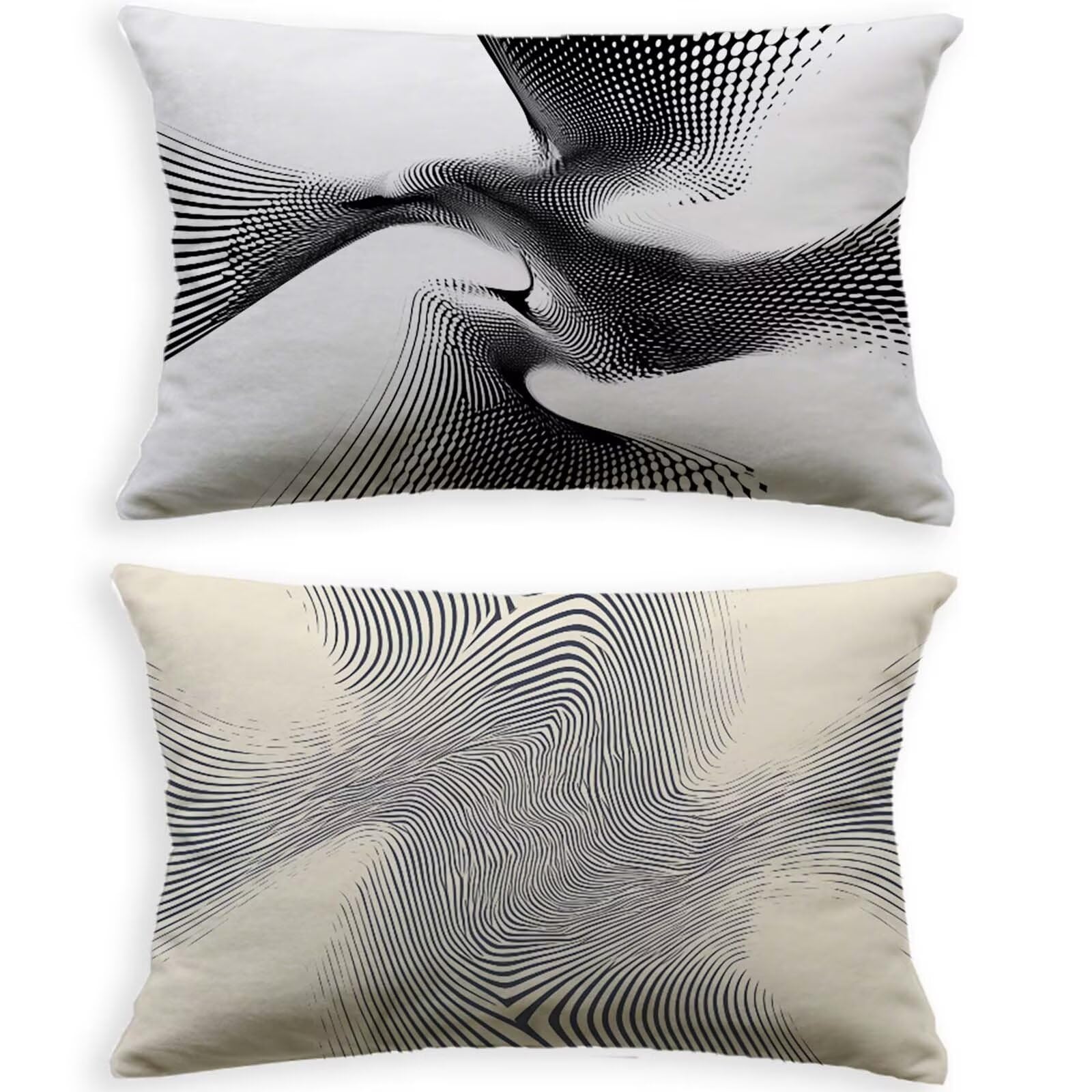 Housses de coussin extérieur blanc 60x80cm lot de 2 en lin résistant pour balcon