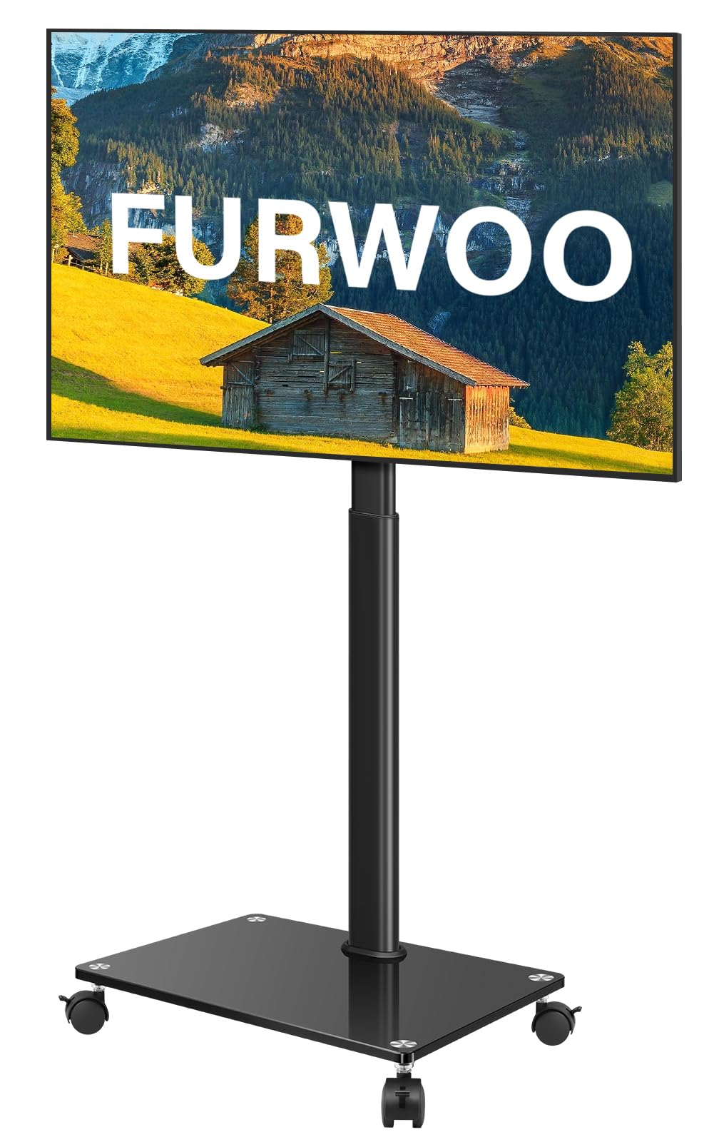 FURWOO Support TV à roulettes avec Support pivotant pour Salon, Salle de réunion, Chariot TV Portable pour téléviseurs de 27 à 65 Pouces, s'adapte aux Coins, intérieur