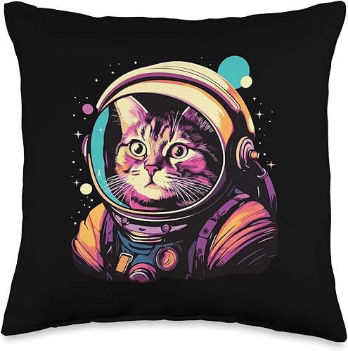 Smarty Pants Designs Funny Astronaut Space for Cat Lovers - Almohada de 16 x 16 pulgadas, multicolor