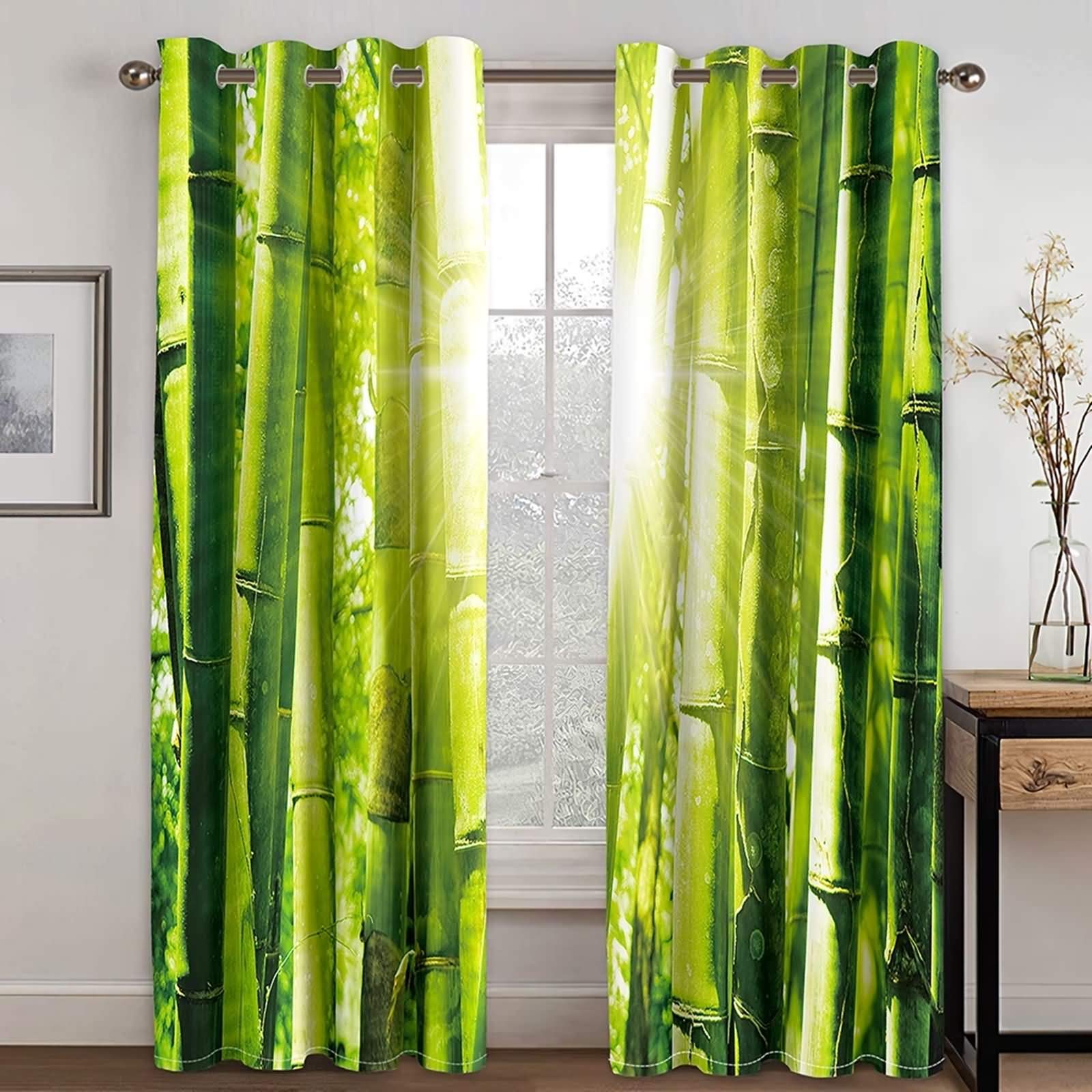 Rideau imprimé forêt de bambou vert KnSam 137x214cm pour salon moderne
