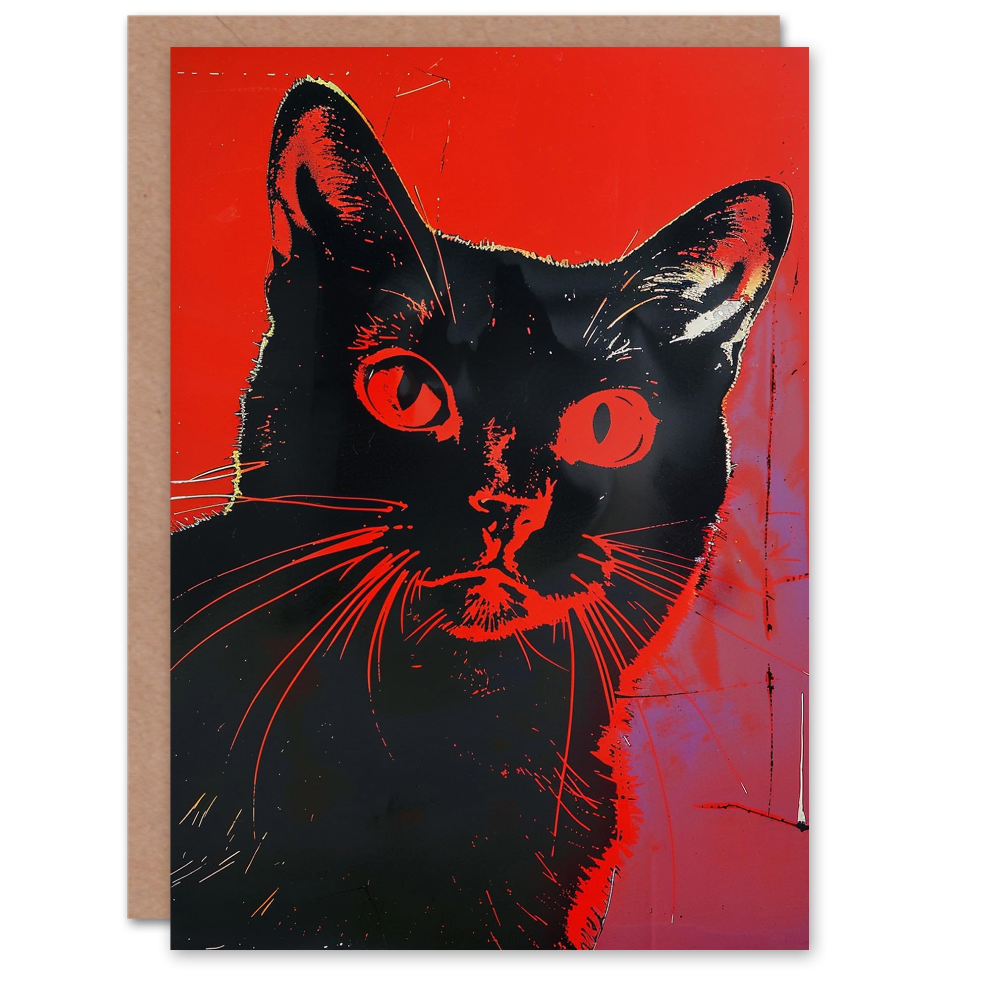 Artery8 - Halloween Greeting Card - Cat Lover - Red