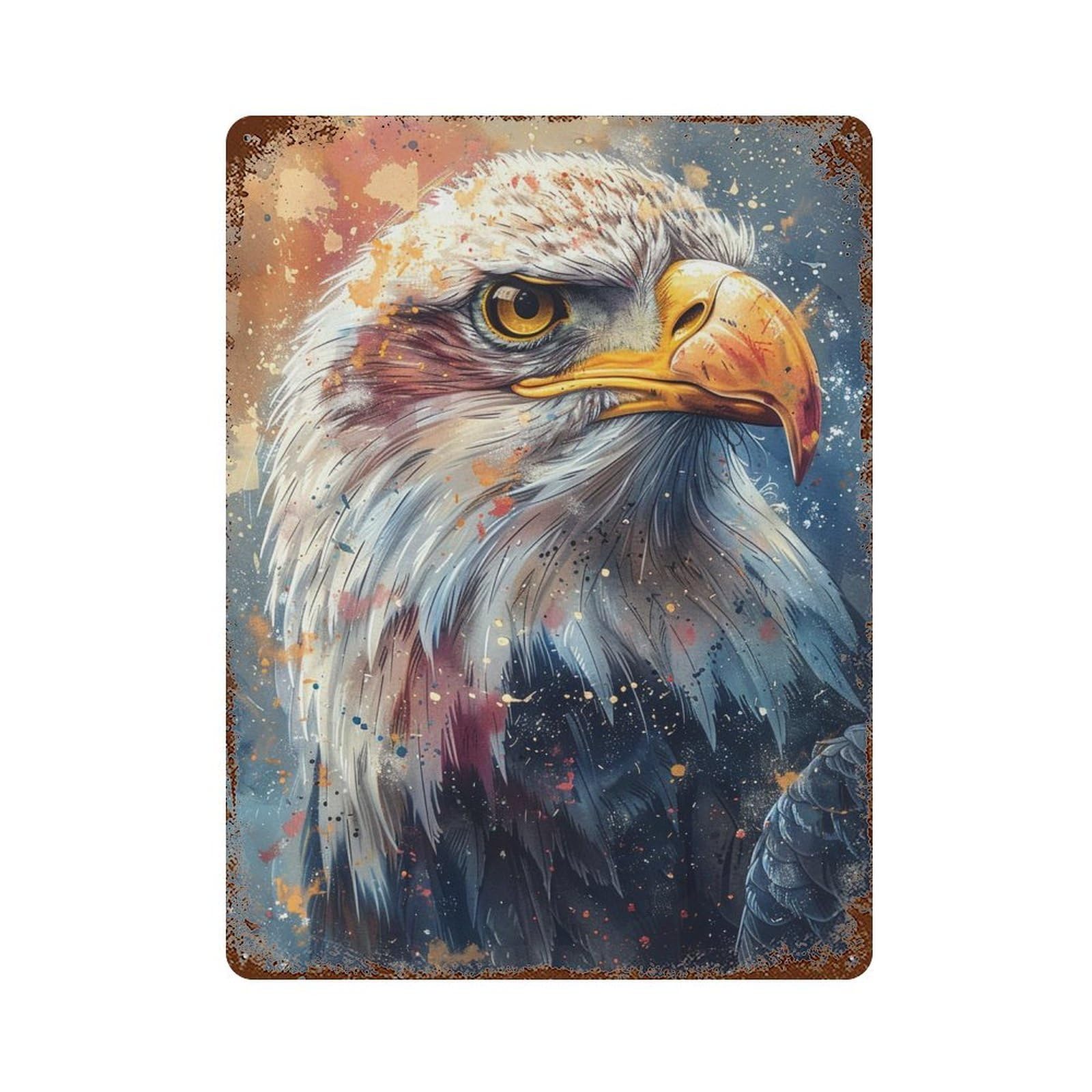 Rustic Tin Plaque Eagle Art Print Poster-3 15.7"x11.8", Vintage Wall Decor for Pub, Kitchen And Man Cave Decor