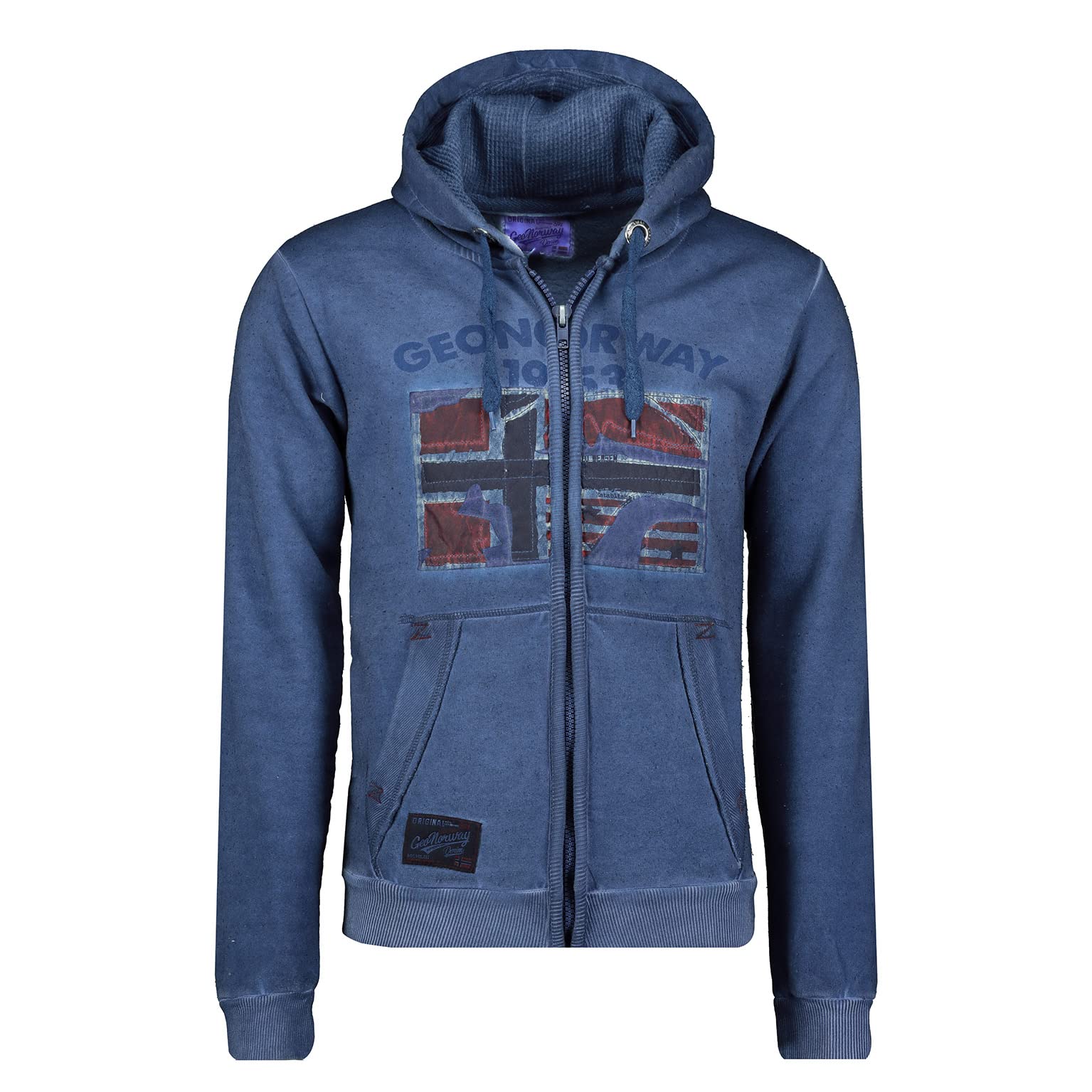 GEO NORWAY GOTZ MEN - Hooded Zip Sweatshirt - Mannen Logo Sweatshirts - Lange Mouw Warm Hoody Sweater - Vrijetijdssport Sweatshirt Heren Casual BLAUW M