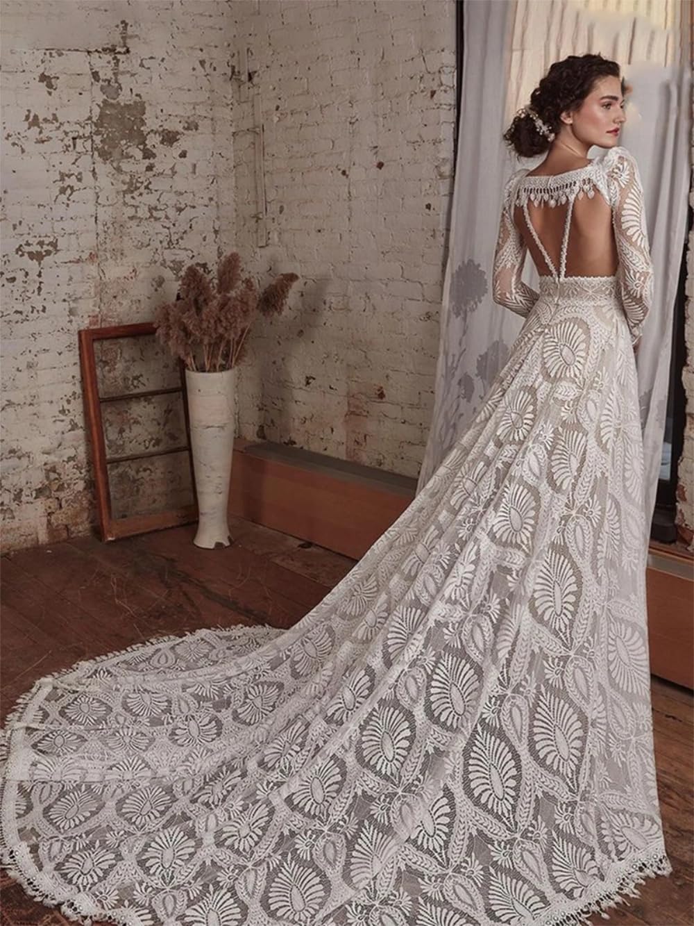 300cmx150cm Eyelash Lace Fabric Soft Chantilly Bridal Lace Fabric by The Yard for Floral Wedding Dresses, DIY Crafts, Table Cloth,Vintage Home Décor (Flower 1)