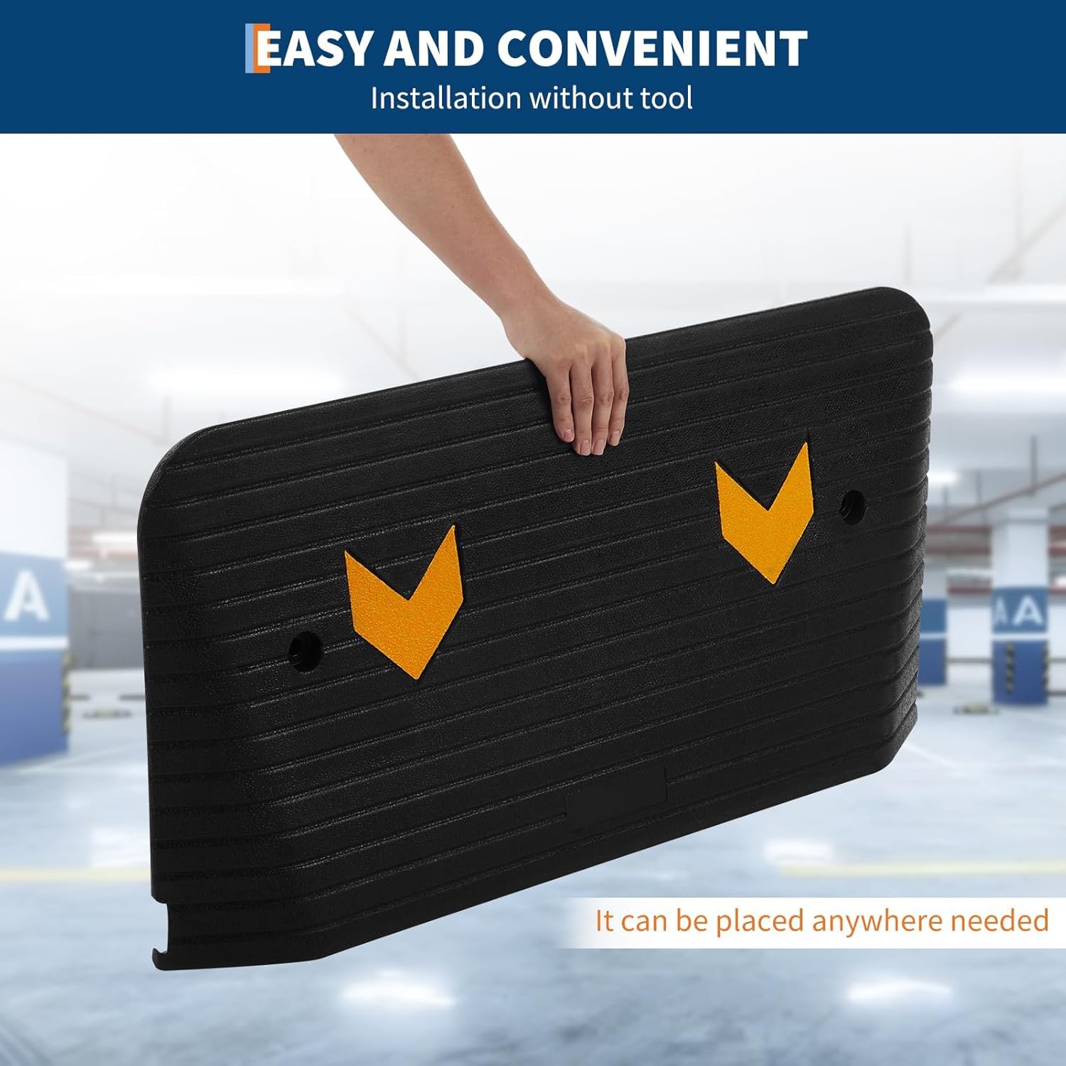 3" High Rubber Threshold Ramp, Heavy Duty 33,000LBS Capacity Wheelchair & Scooter Ramp with Non-Slip Surface, Portable Entry Ramp for Homes & Doorways