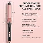 1.25 Lame de fer de curling de pouce pour cheveux longs, Céramique Barrel Curler avec pince pour les boucles en mouvement, Grande baguette professionnelle de curling avec température réglable, double tension
