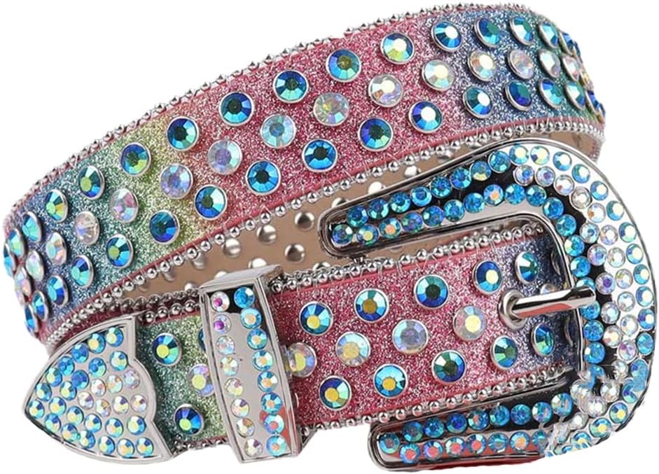 Pink Rhinestones Belt PU Leather Belt Girl Diamond Studded Belt