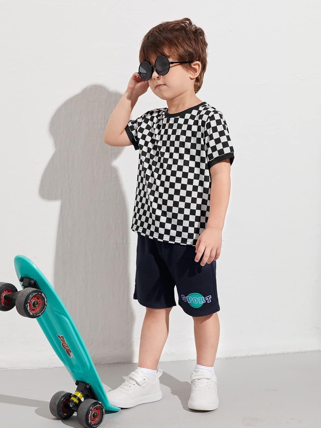 WDIRARA Toddler Boy's Plaid Short Sleeve Round Neck T Shirt Checkered Tops - Image 5