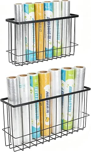 2 Pack Magnetic Aluminum Foil and Plastic Wrap Organizer,Wall Mounted