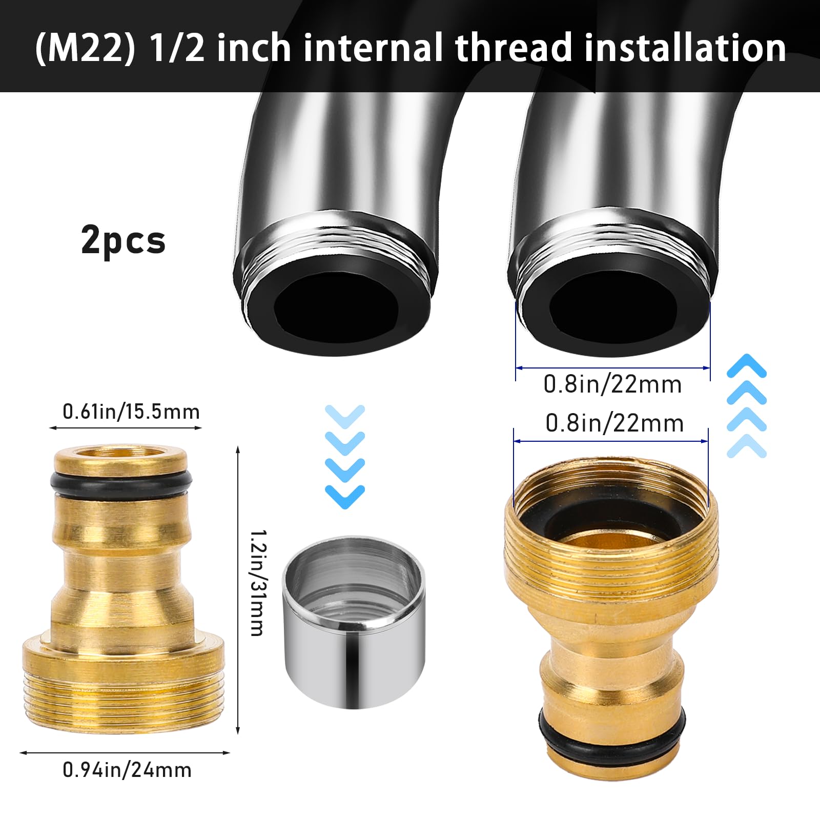 Taonganui 4 Stück Universal-Wasserhahnanschluss Für Mischbatterie, Gartenschlauch Anschluss