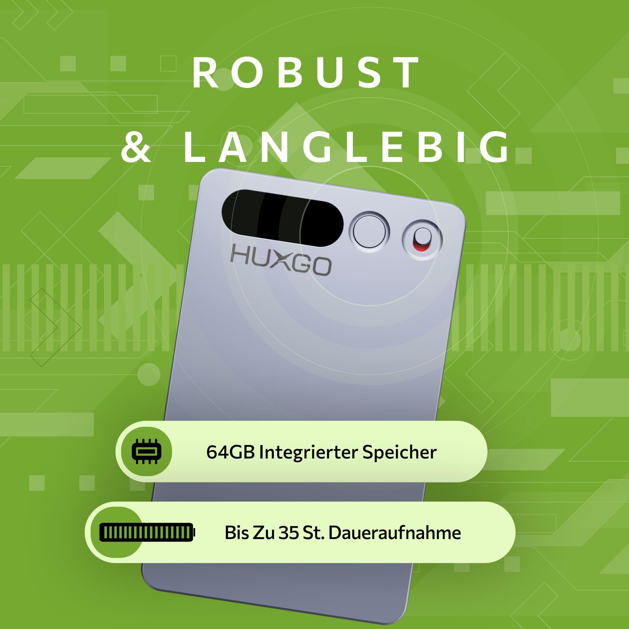 AI Diktiergerät 64GB – Dual-Mikrofon Rauschunterdrückung – 35 h Akku, Bluetooth 5.3 – App mit Transkription & Übersetzung (118+ Sprachen) – Voice Recorder mit Schreibfunktion