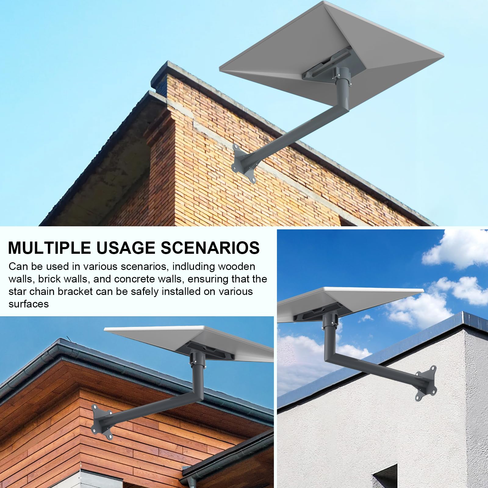 Starlink V3 Support de Toit Vertical avec Adaptateur de Montage et Support Mural à Angle Vertical (Long)