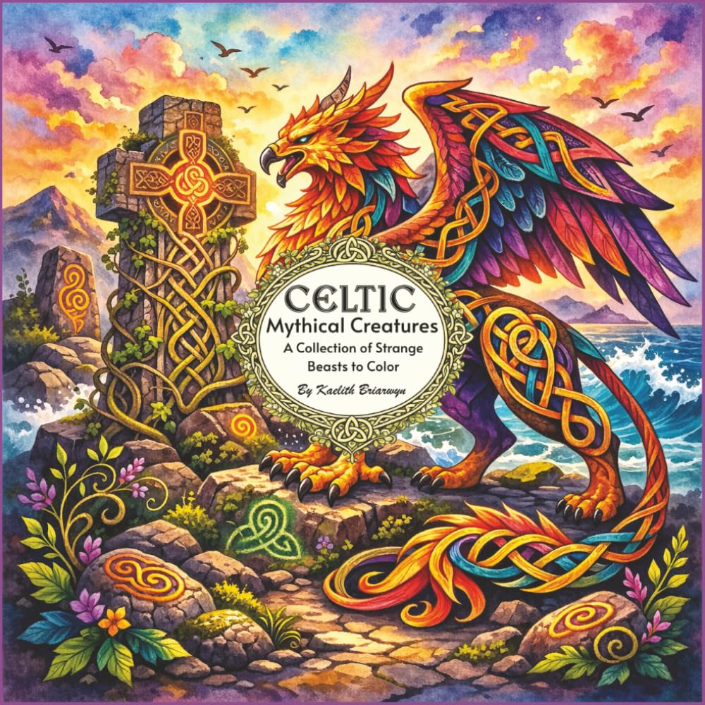 Celtic Mythical Creatures: Coloring Book for Adults | Intricate Celtic Dragons, Phoenixes, Griffins and Legendary Beasts in Detailed Line Art for ... Escape | Perfect Gift for Folklore Lovers