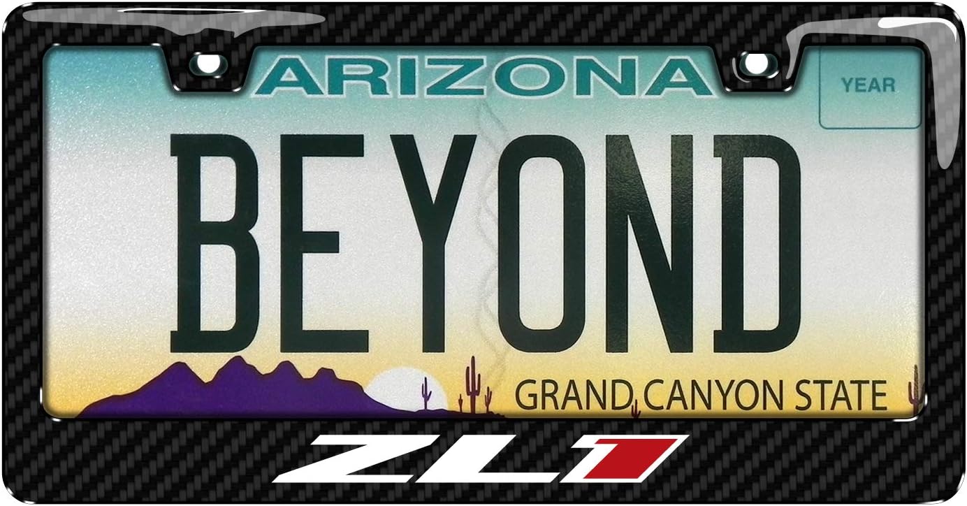 iPick Image for Chevrolet Camaro ZL1 in 3D on Real Carbon Fiber ABS Plastic License Plate Frame is Official Licensed