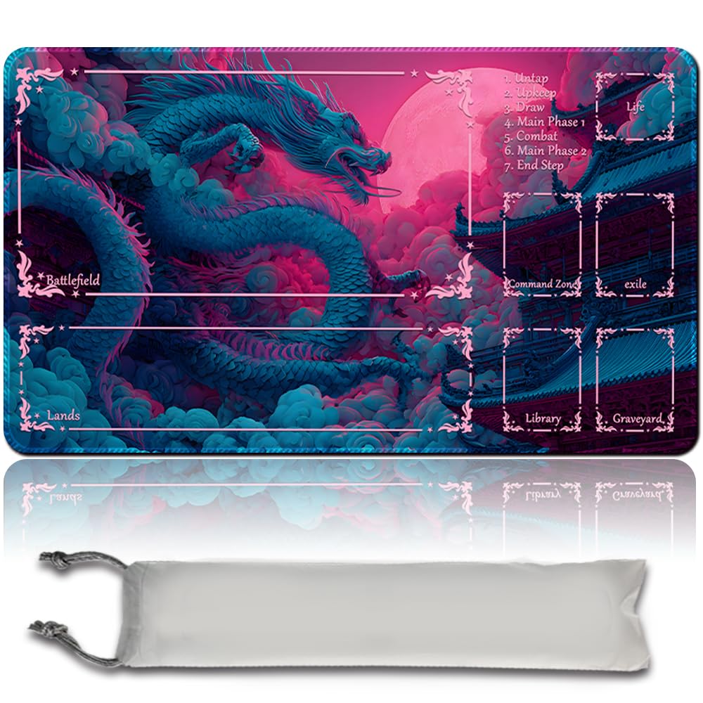 MTG Premium XXL Gaming Mat (60 x 35 cm) - High-Resolution Fantasy Design - Non-Slip Rubber Mat for TCG/CCG/MTG (with Zone, mtg50-11)