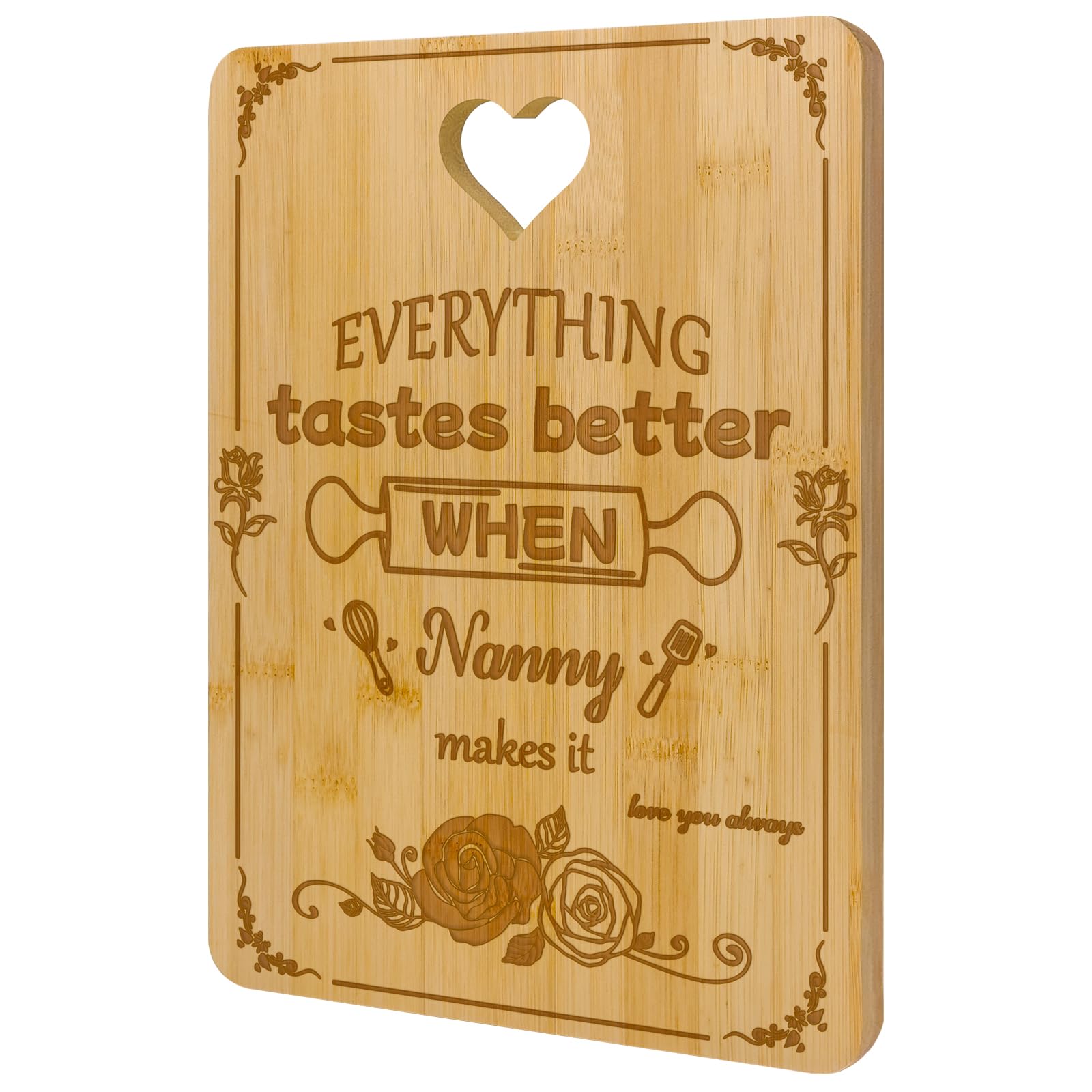 Zindoo Nanny Gifts, Nanny Birthday Gifts - Handmade Engraved Bamboo Chopping Board, Gifts for Nanny from Grandchildren, Kitchen Cutting Board Presents for Nanny on Birthday Mothers Day Christmas