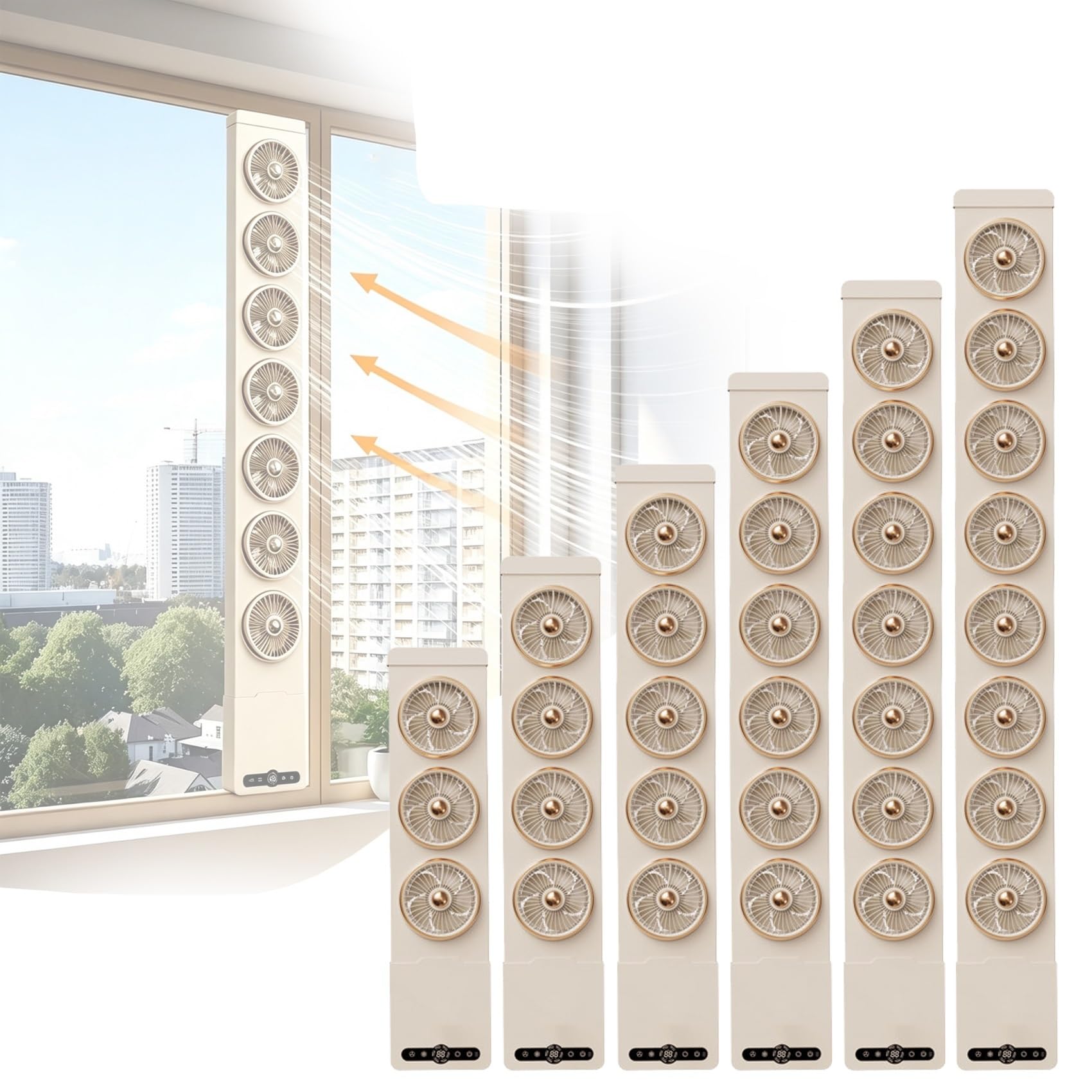 Ventilador Vertical Silencioso Ventanas Corredizas No Requiere Perforación