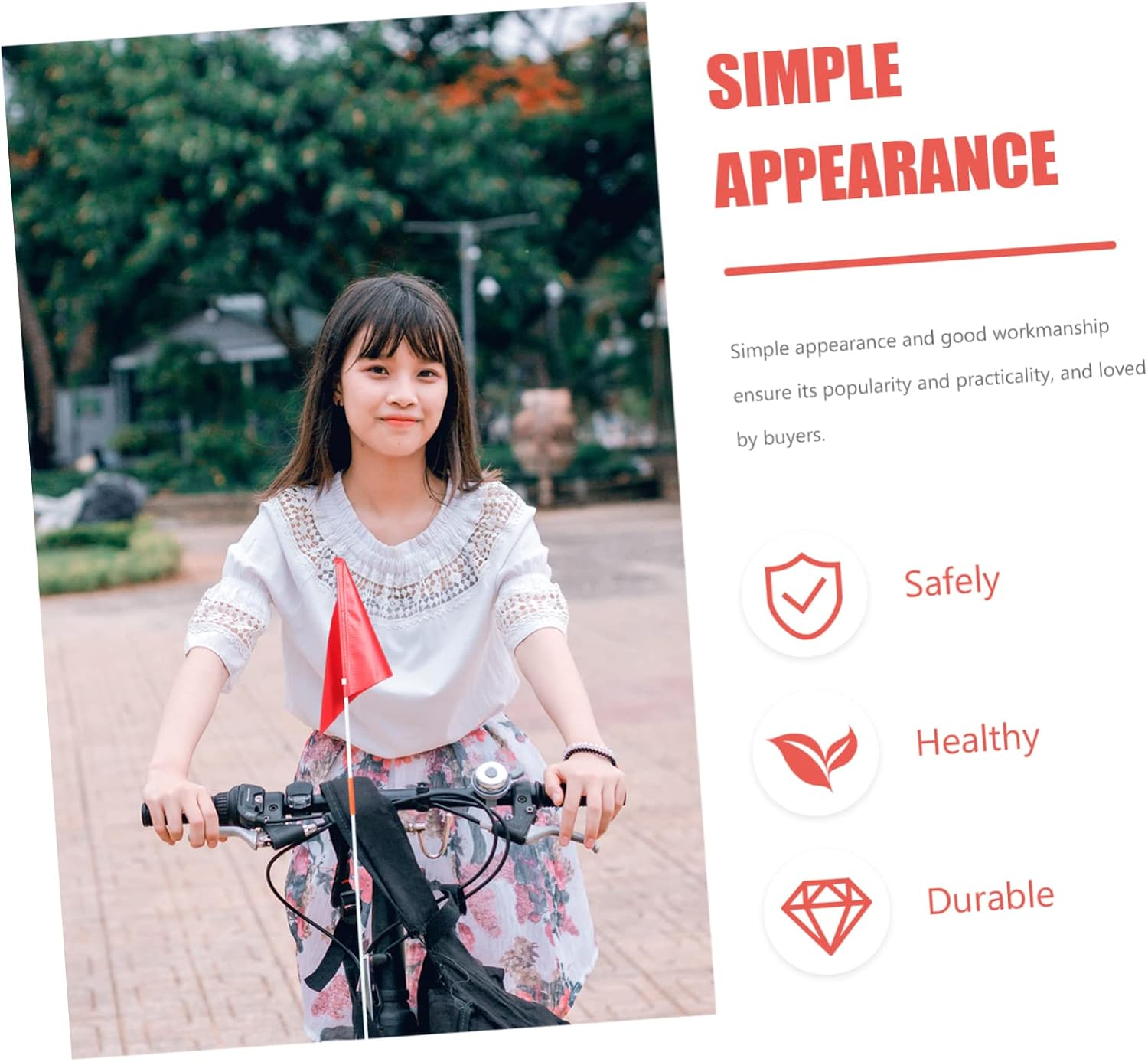 BESPORTBLE 1set Portable Boy Girl Cycling Safety Flags Pole Tear-resistant Flags for Enhanced Visibility Trailers and Scooters