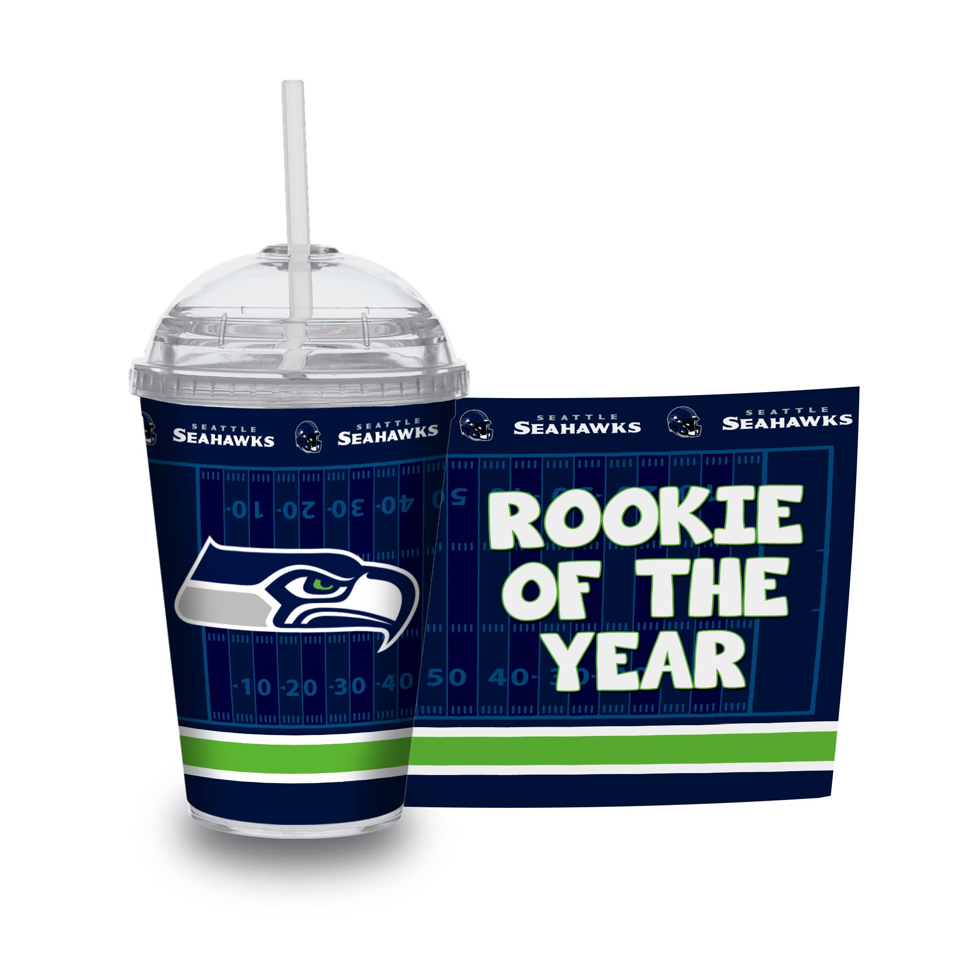 Rico Industries NFL Football Rookie of The Year 12oz Acrylic Tumbler, Youth Tumbler with Swirly Straw