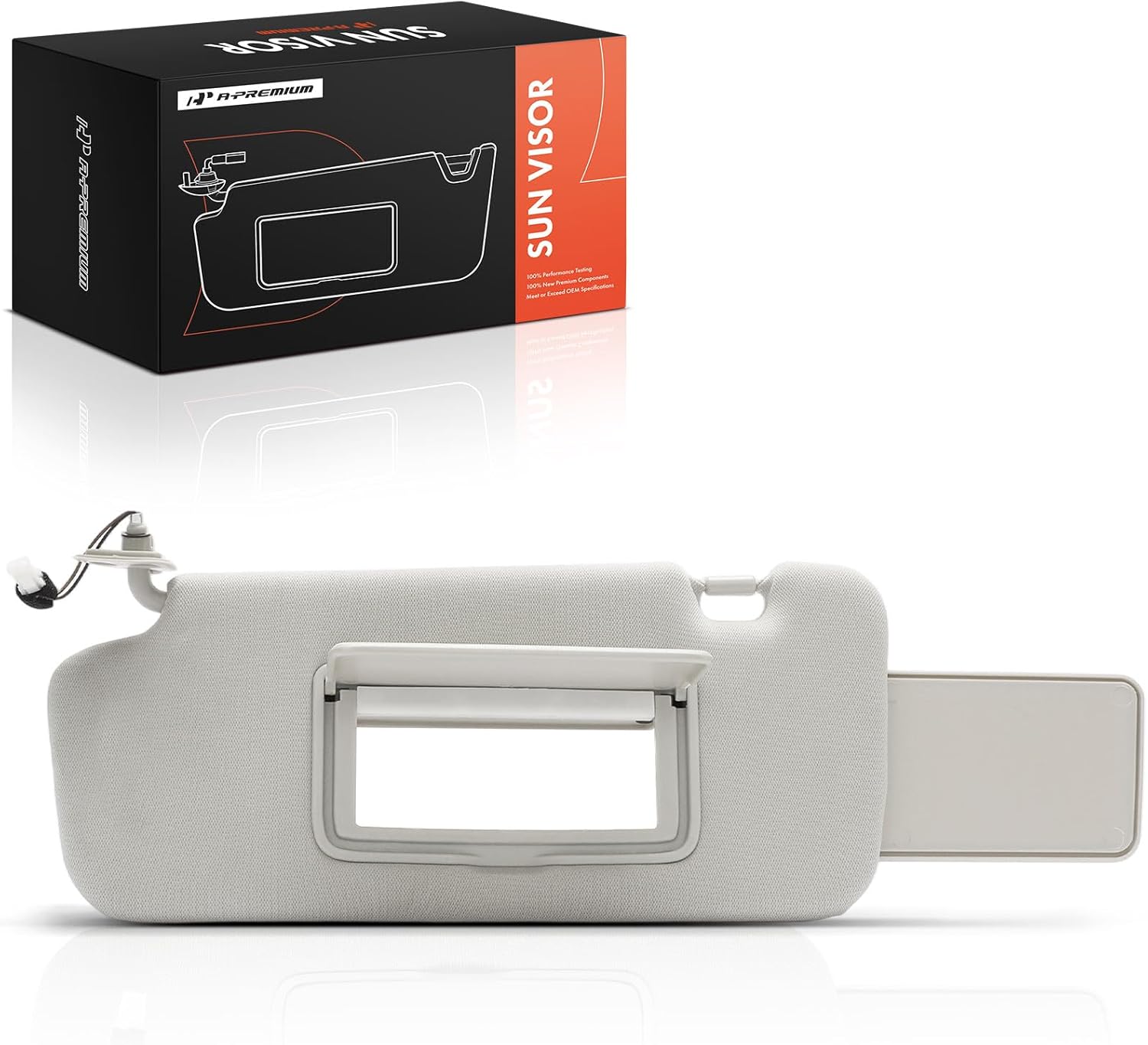 A-Premium Driver Left Side Sun Visor Compatible with Nissan Murano 2009 2010 2011 2012 2013 2014 - with Vanity Mirror, with Vanity Light, with sliding extension, Gray Color - Replaces 964011AA1B