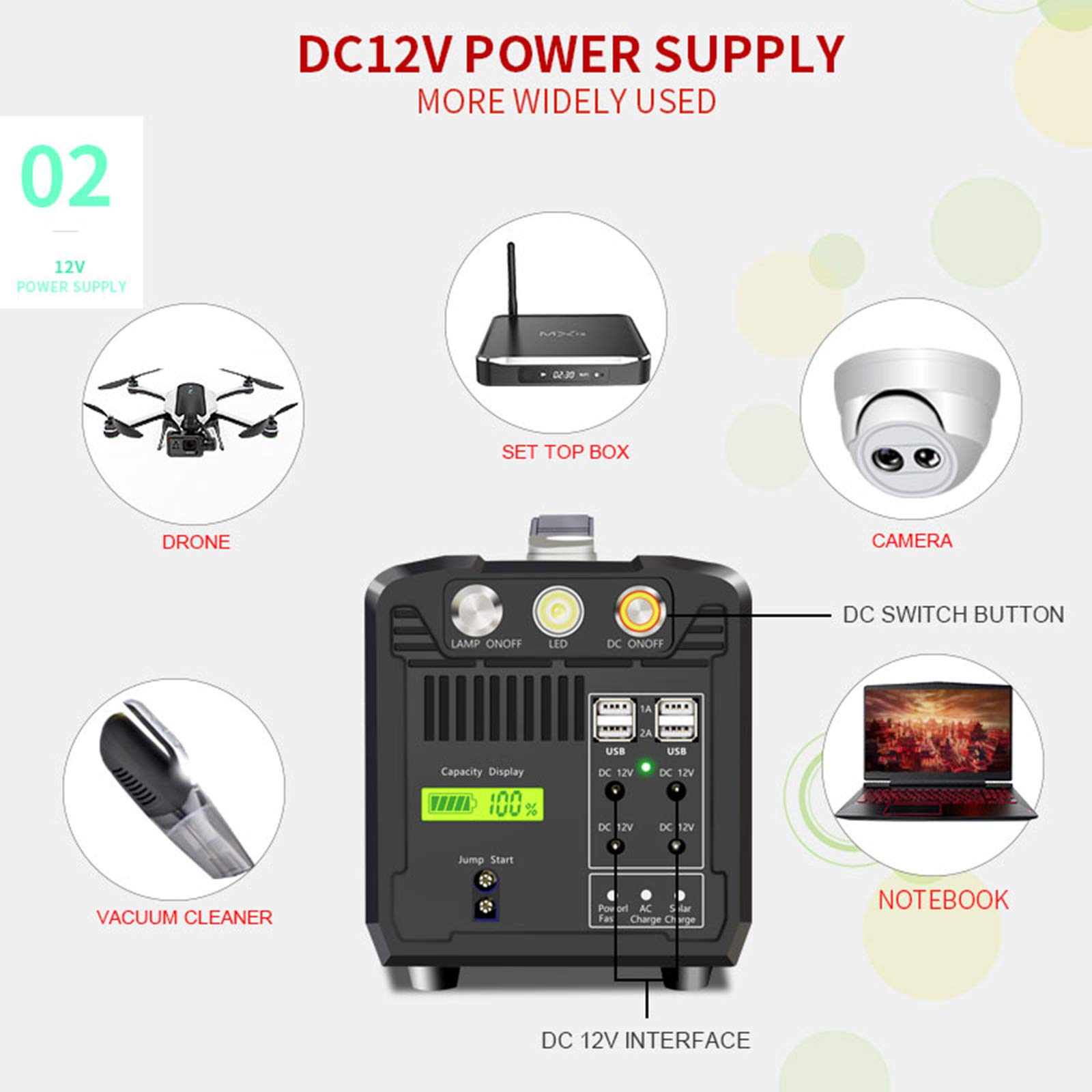 Central eléctrica portátil de 750W, 165000 mAh Supercapacidad Batería de Emergencia Cargador con Pantalla LED, Puerto CA CC Generador de energía para Acampar, Viajes por Carretera