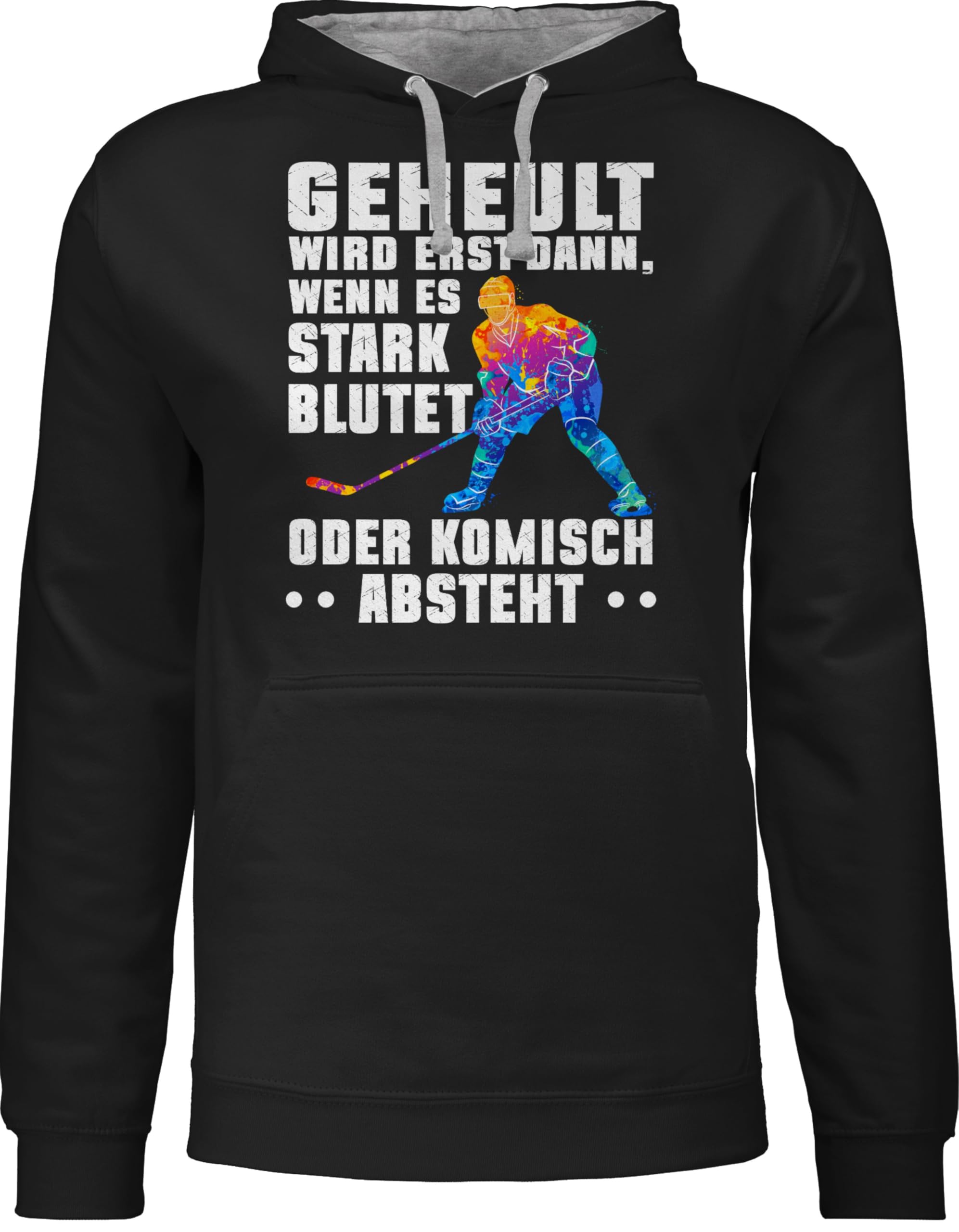 Shirtracer - Pullover Herren Frauen Hoodie Kontrast zweifarbig - - Damen - Geheult Wird erst wenn es stark blutet Eishockey Geschenk für Eishockey Fans Geschenkideen Ice Hockey I