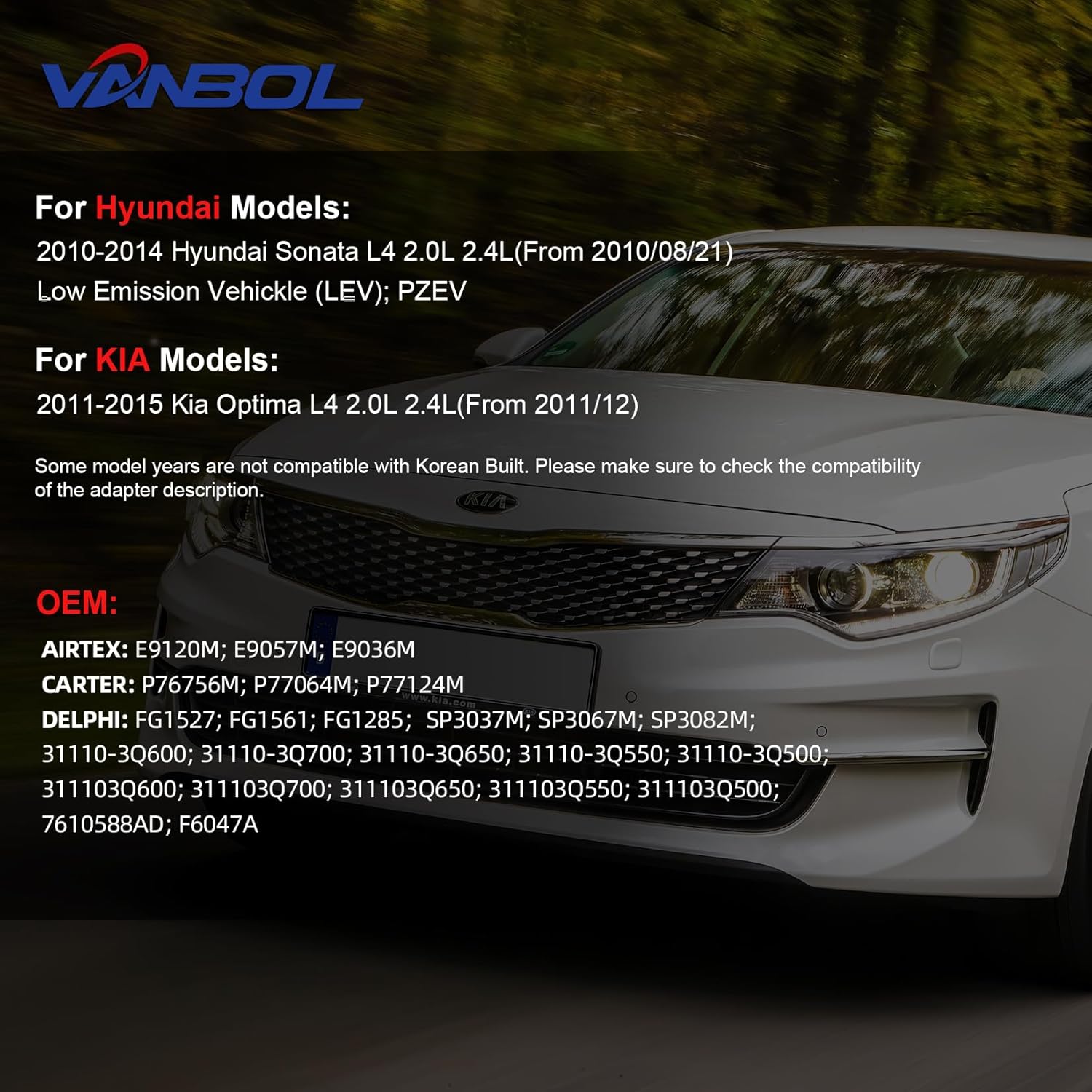 Electric Fuel Pump Module Assembly Compatible with 2011-2014 Hyundai Sonata 2012-2015 Kia Optima L4 2.4L GAS Replace E9120M VANBOL0112 with Sending Unit Pressure Sensor (Standard Version) - Image 2