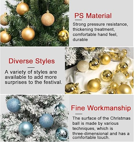 Miniatura 4 de 24 bolas de Navidad inastillables, decoración de árbol de Navidad con cuerda para colgar, bolas colgantes para decoración de fiestas (azul, 24)