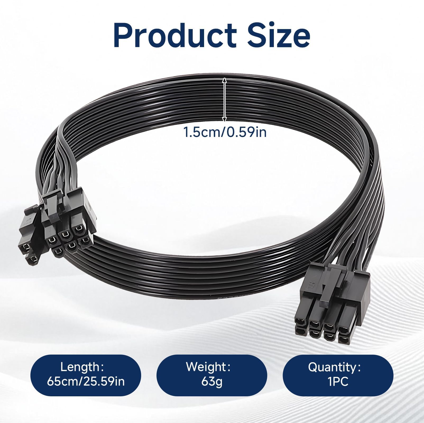 8-pinowy kabel zasilający PCI Express do karty graficznej, kompatybilny z zasilaczami Corsair AX1600i typu 3 i typu 4, kabel EPS 8-pinowy/ATX męski do PCIe 6+2 pinów, męski 60 cm