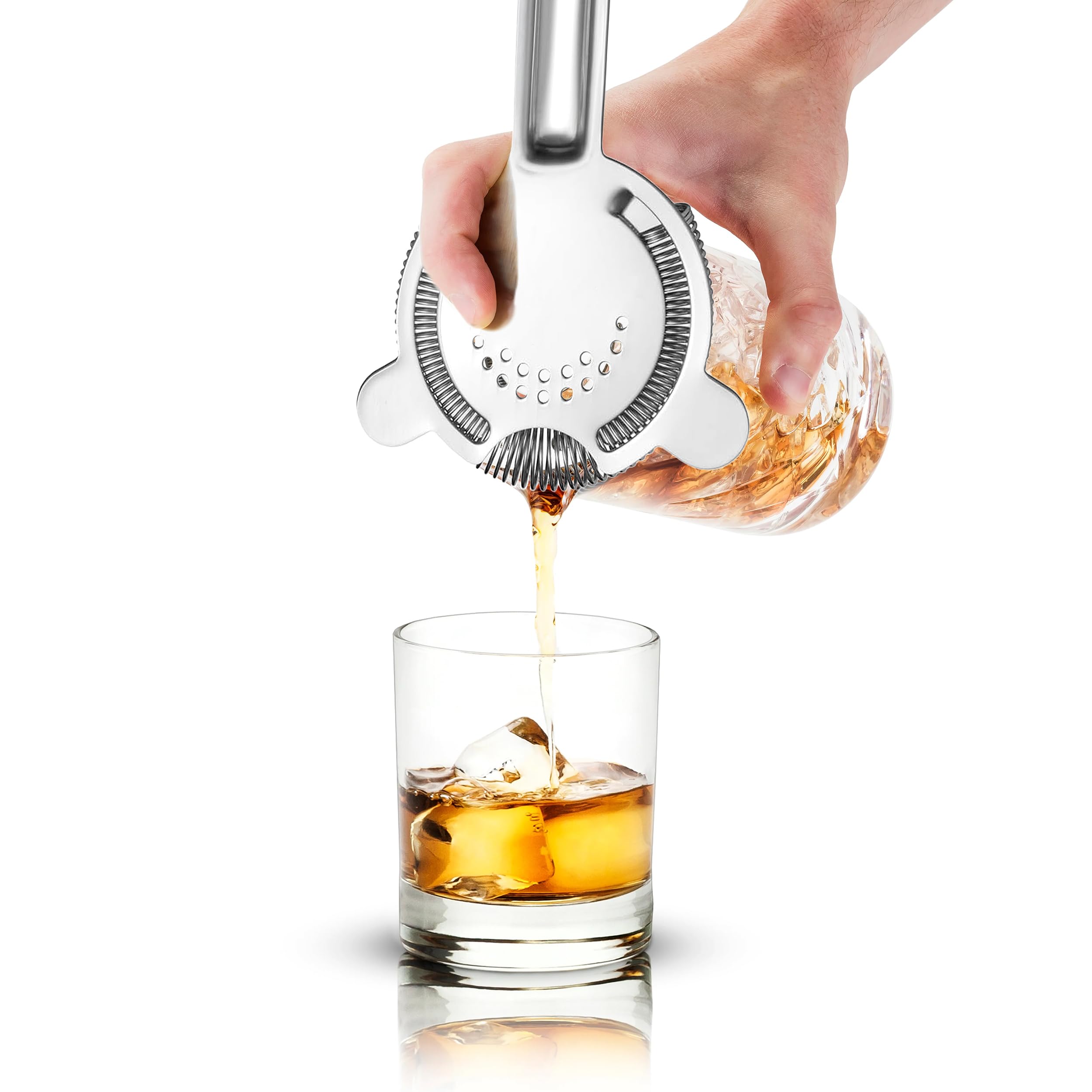 Colador de cóctel Hawthorne de acero inoxidable con resorte extraíble para bartending, cocteleras Boston y vasos para mezclar, perfecto para martinis y cócteles (plateado) 3