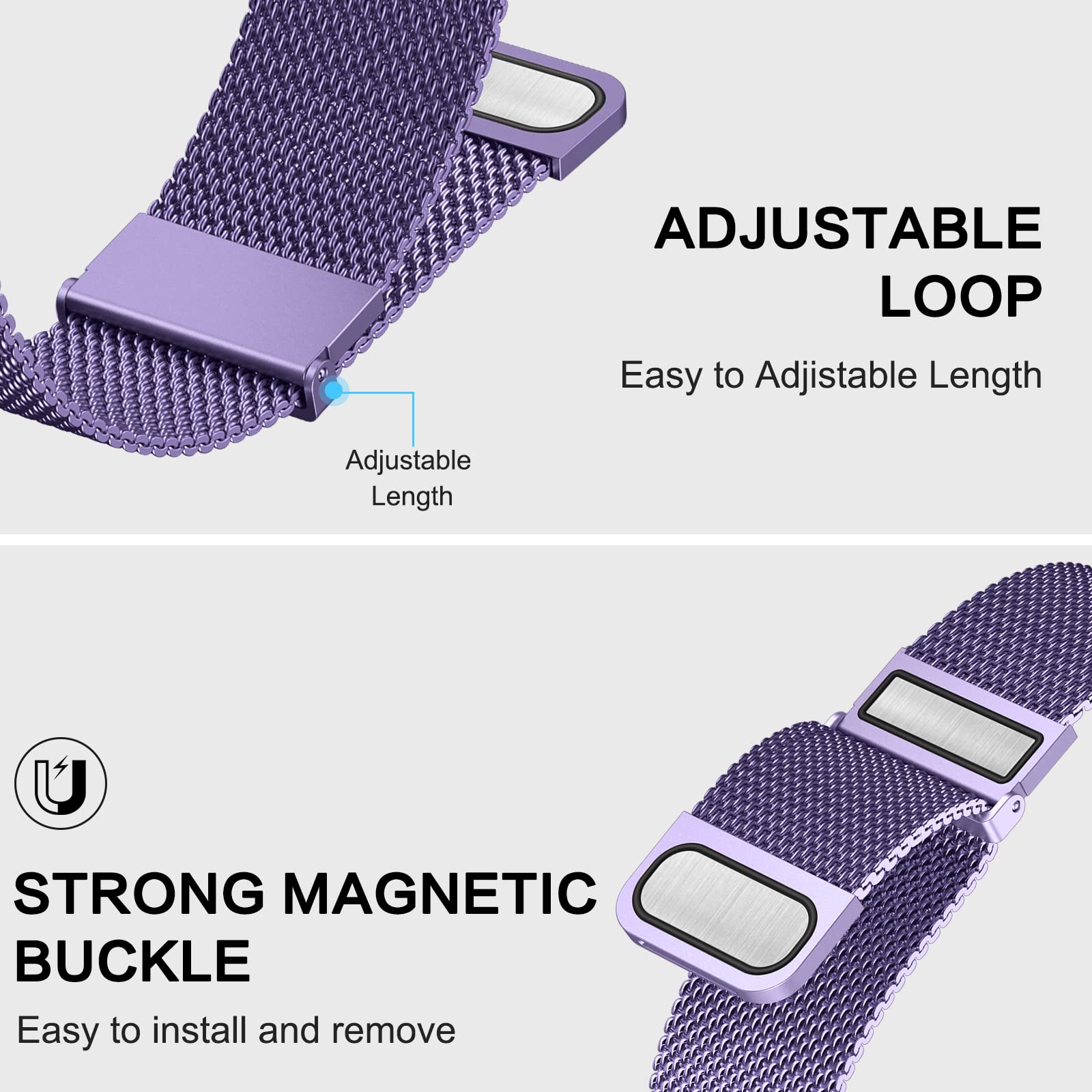 Cinturino per Amazfit GTS, 20mm Cinturino in Acciaio Inossidabile in Metallo Cinturino per Amazfit GTS 4, GTS 4 Mini, GTS 2, GTS 2 Mini, GTS 3, Amazfit Bip, Bip 3, Bip3 Pro, Bip U, Bip U Pro, GTR Mini