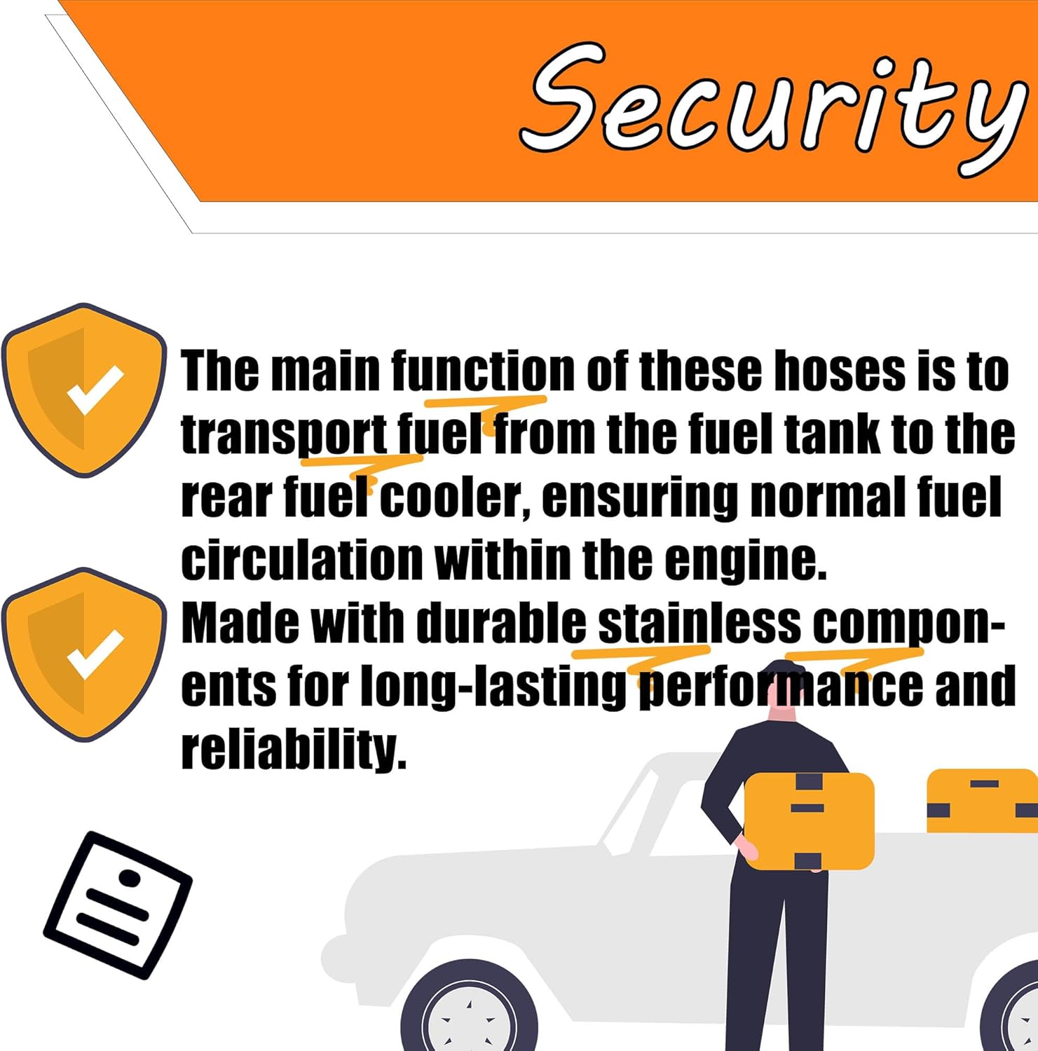 Fuel Tank Hoses Stainless Compatible for Chevy GMC Sierra 2500HD 3500HD 6.6L Duramax 2001-2010 Replace# 15167372 15077513