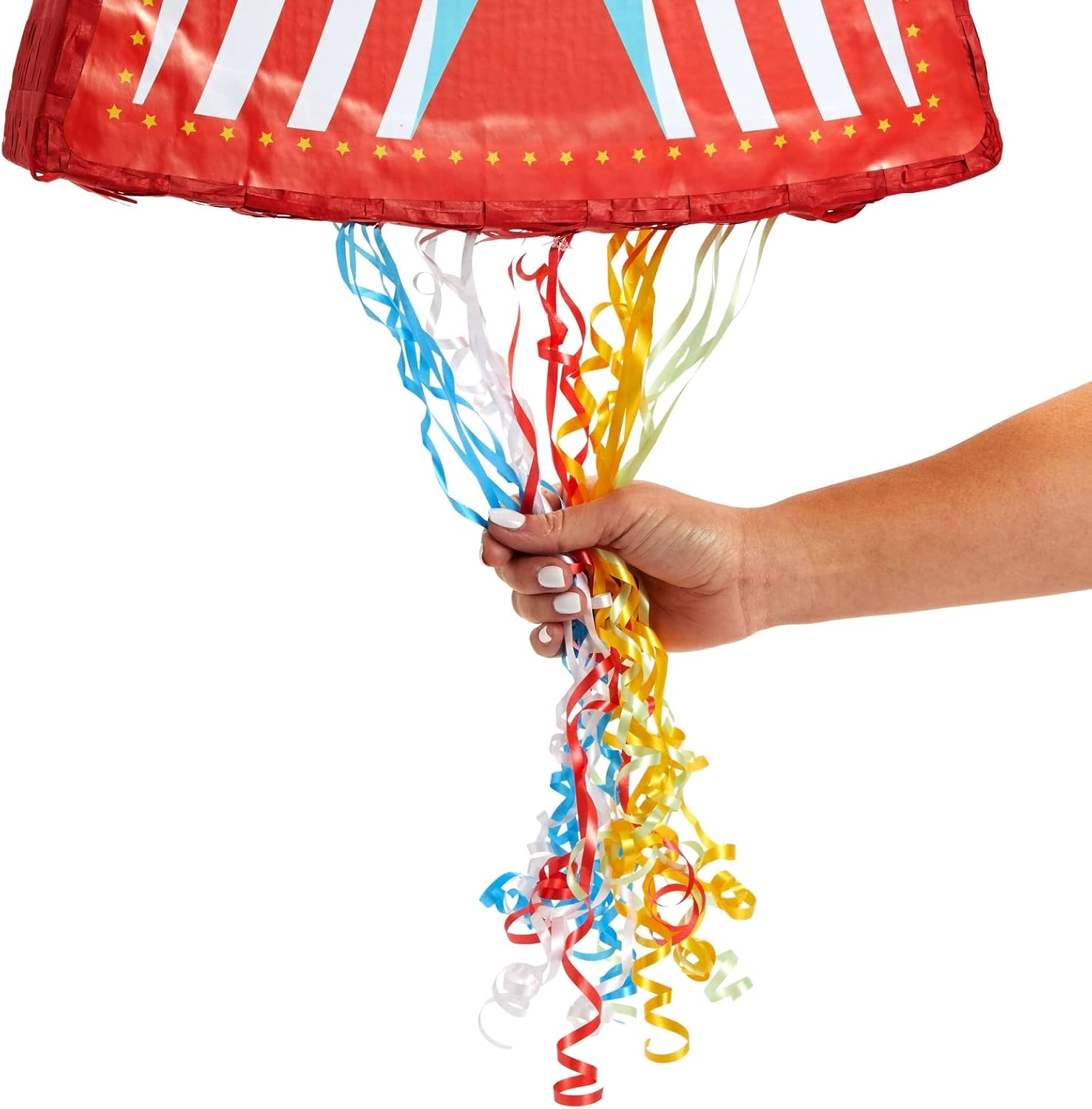BLUE PANDA Pull String Circus Pinata - Small, 16.5 x 3 x 13 In, Red, Blue & Yellow - Carnival Pinata & Party Decoration - Pull String for Kids for Circus Themed Birthday Party
