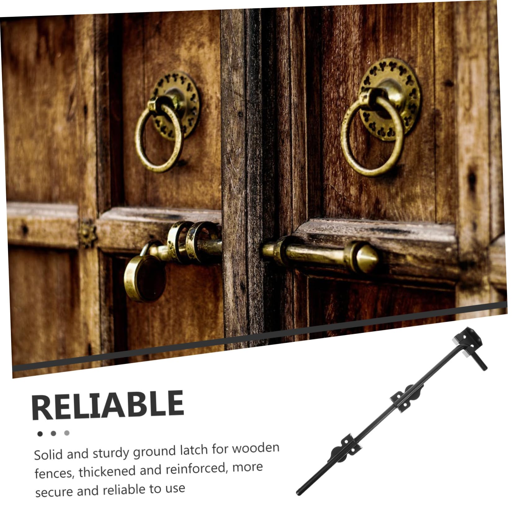 Loquet de Porte en Fer Noir Robuste pour Portails en Bois et Clôtures Renforcées, Installation Facile, Conçu pour Applications Verticales, Solide et Antirouille