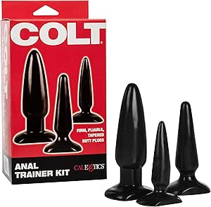 CalExotics Colt Anal Trainer Kit - 3 Piece Male Butt Plug Set - Waterproof Fetish Sex Toys for Couples - Black