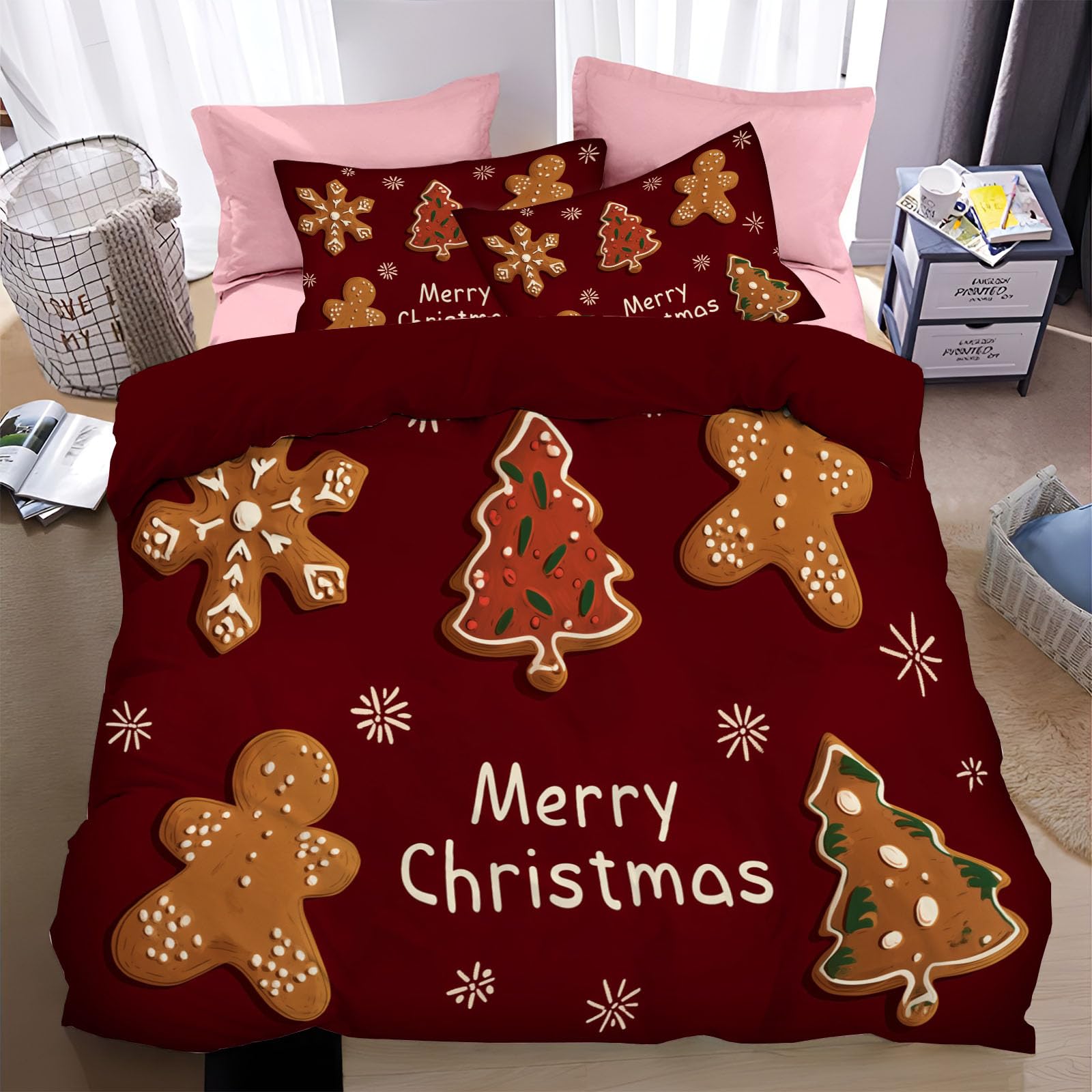 Housse de couette bonhomme en pain d'épice 220x240cm pour un cadeau de Noël