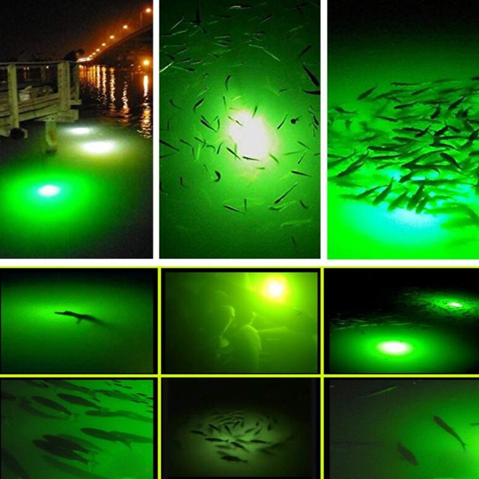 Luce da Pesca, Sommergibile GUIDATO Sott'Acqua La Pesca Attira La Luce Esca 12V 30W Deep Drop Water Ice Pesca Che Attrae La Luce con Cavo da 5 M