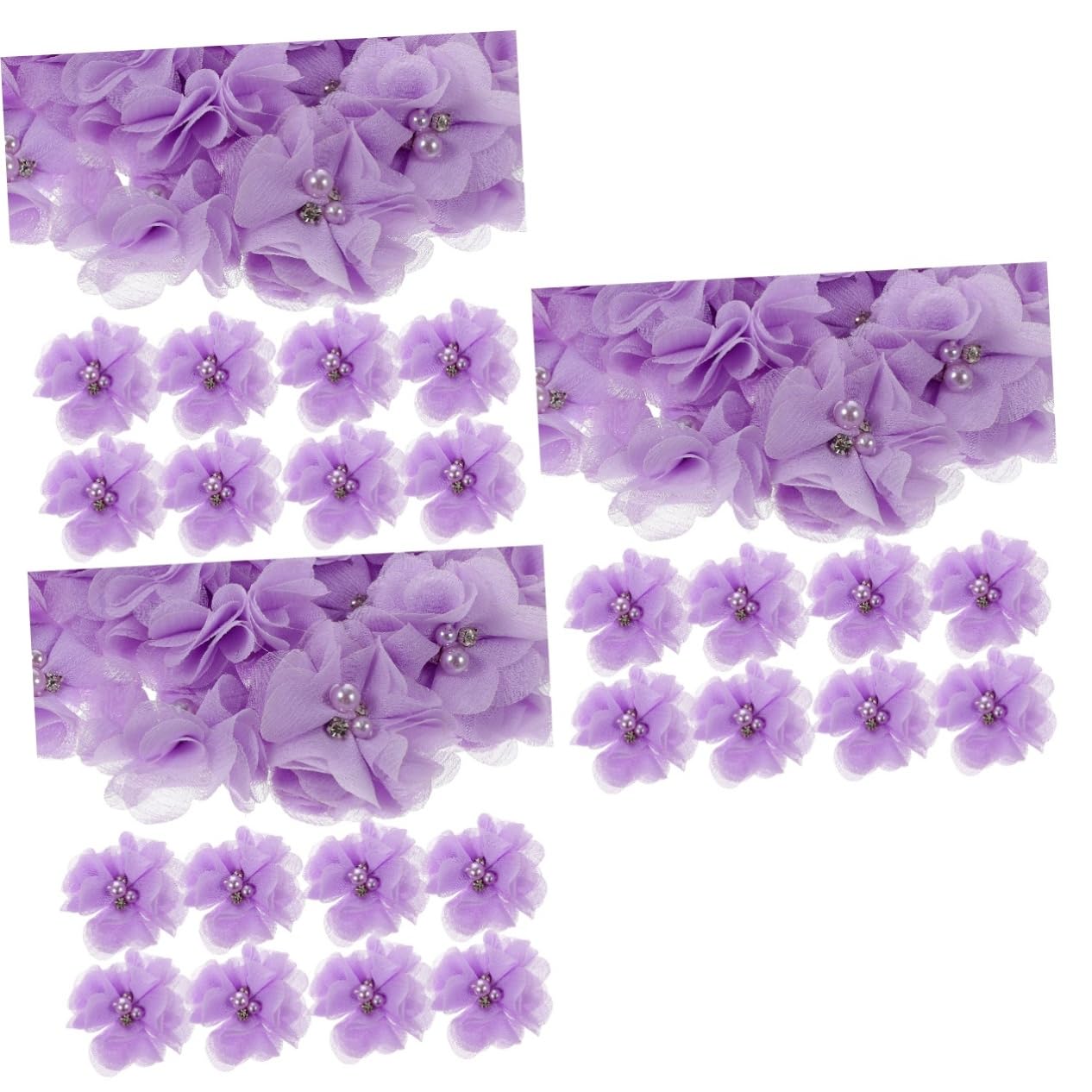 TEHAUX 90pezzi Pz Fiori Chiffon Multi-funzione Per Decorazioni Fai Da Te Applicazioni Floreali Per Cucito Accessori Per e Decorazioni Festive