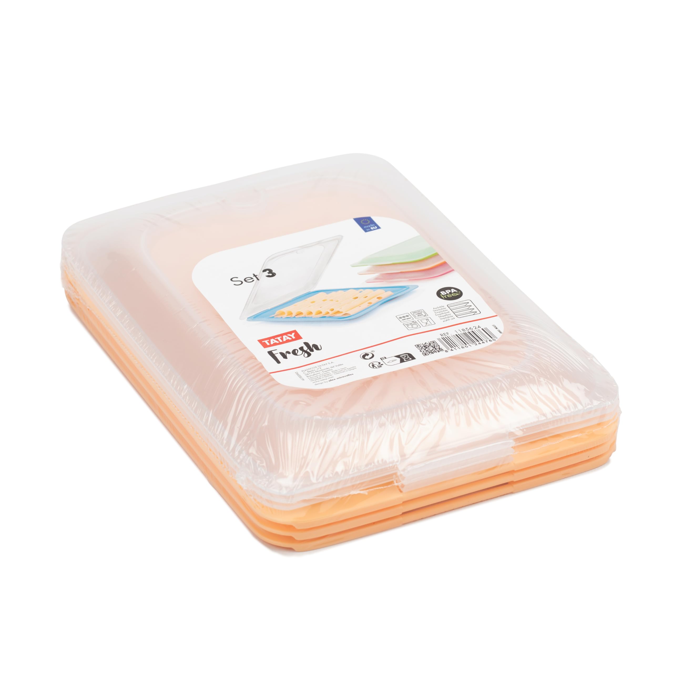TATAY Cold Meat Containers for Fridge, Peach, 25,2 x 17x 3,2 cm - Image 4