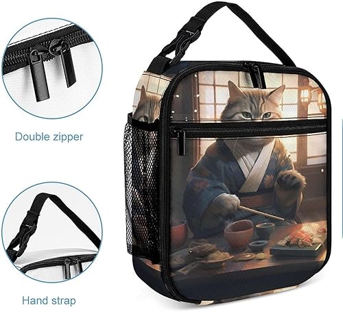 Miniatura 5 de Japanese Sushi Cat Insulated Lunch Bag for Women Men Reusable Lunch Box Tote Bag for Work Travel