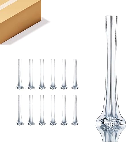 Jarrón WGV Torre Eiffel, Abierto 1". Altura 16", Jarrón de cristal transparente para centro de mesa de boda, decoración del hogar y oficina, 1