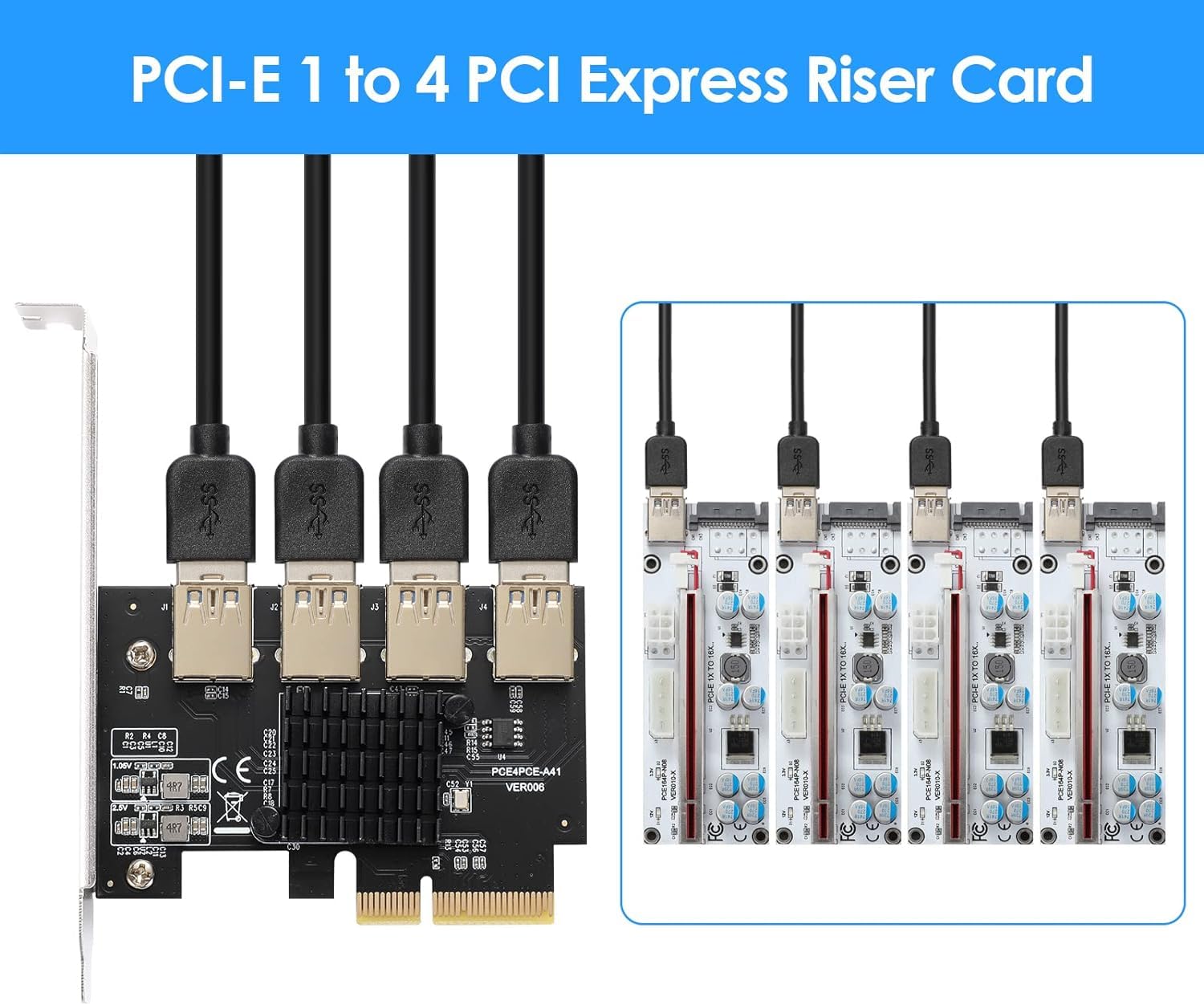 USB 3.0 PCIE Splitter PCI-E Riser Karte 1 Auf 6 - GPU Erweiterung Für  Bitcoin Mining GPU Riser 1 Zu 6