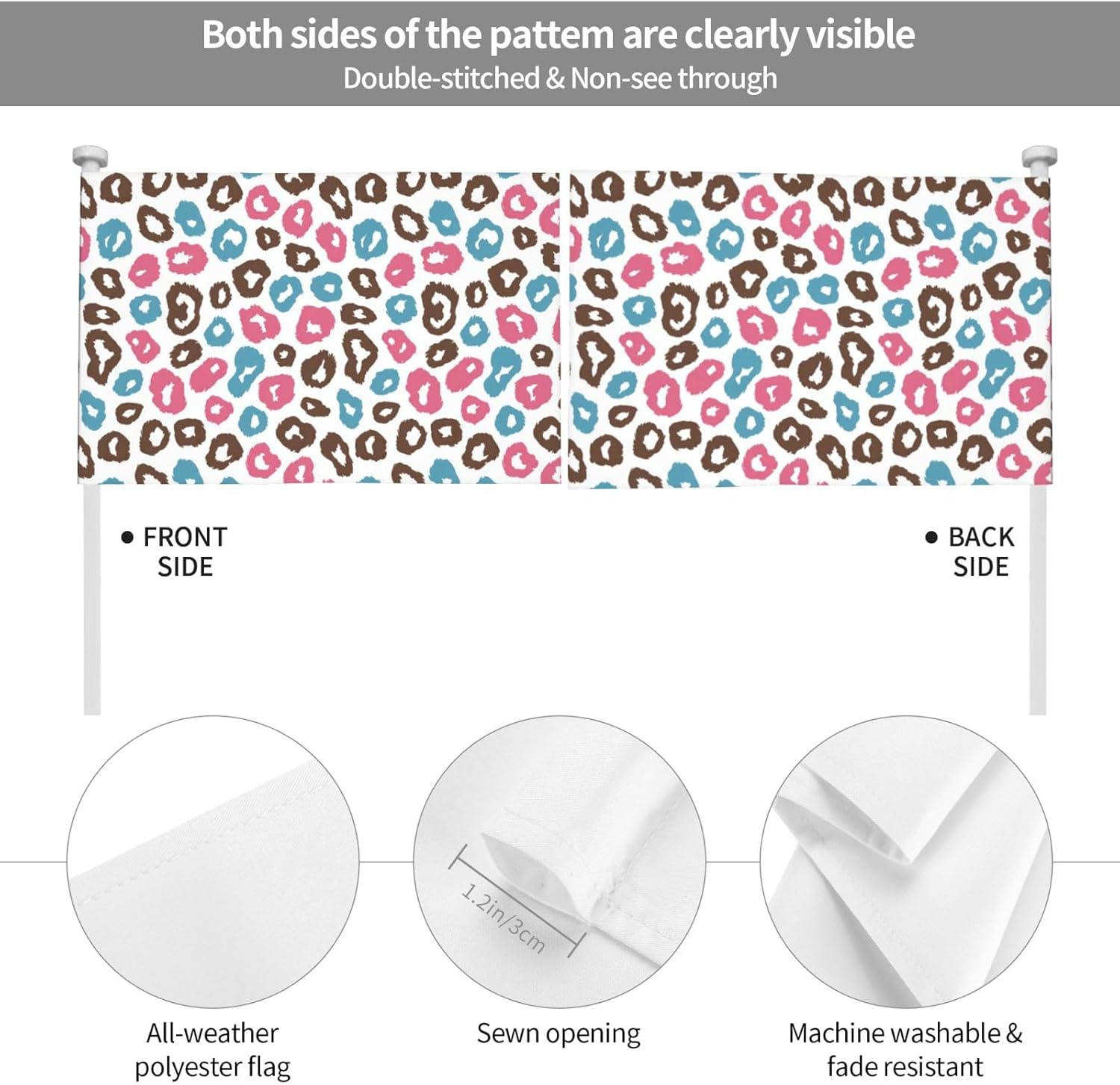 Pink Brown And Blue Leopard Spots Car Flag Outdoor Window Clip 12 X 18 Inch Double Side Car Decoration