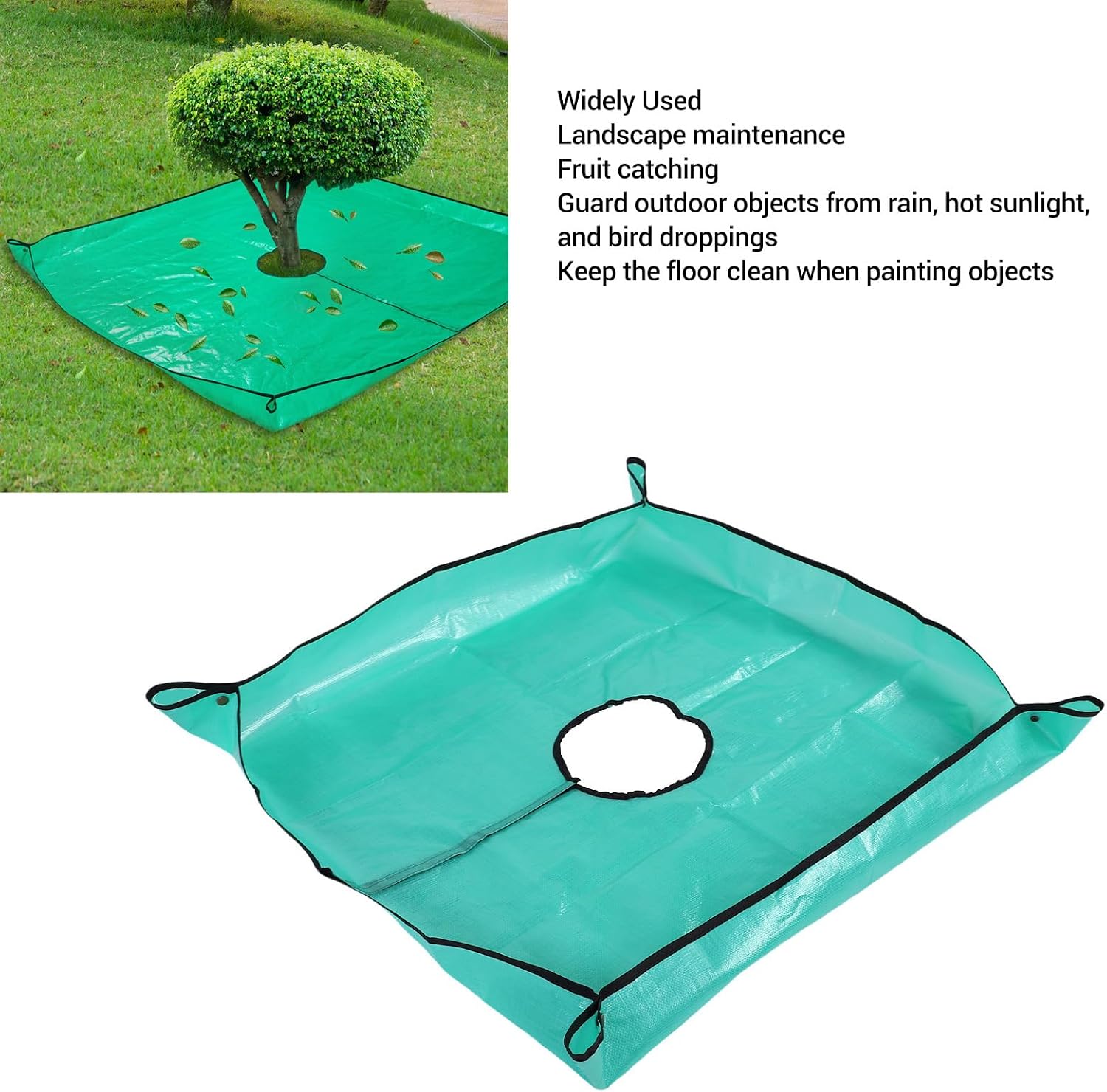 Pruning Tarp with Corner Buckles,for Bush, Shrub & Tree Trimming, Landscaping Yard Work, PE Material, Measures 39x39 Inches