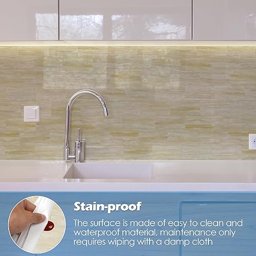 Vista 113 de Paquete de 1 lámina de revestimiento autoadhesivo de 12 x 12 pulgadas, baldosa de pared de PVC para cocina, baño, chimenea, mesa de lavandería o gris