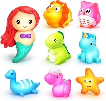 Baby Bath Toys, 8PCS Light Up Bath Toys for 1 2 3 4 Year Old