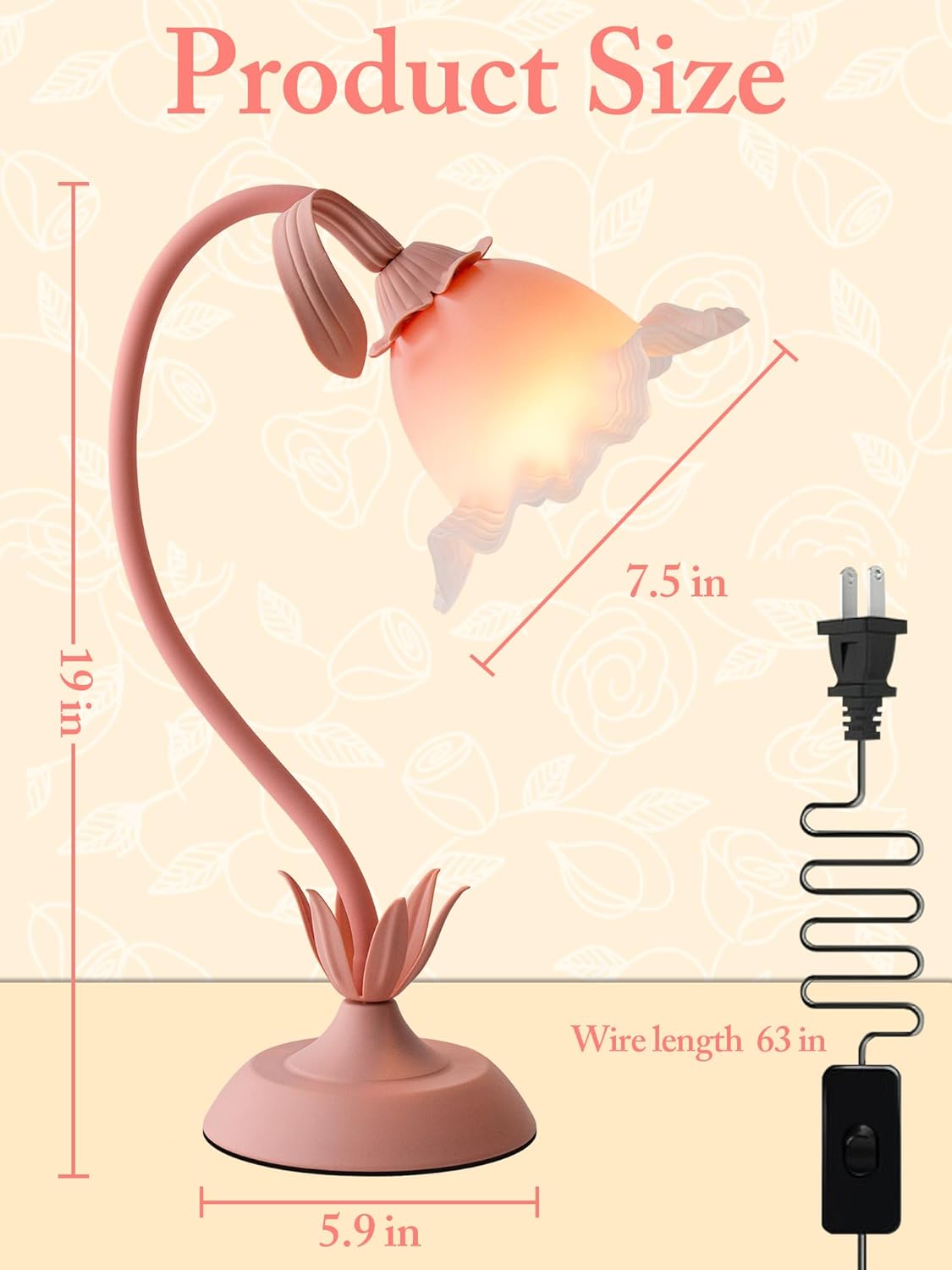 Flower Table Lamp,3 Color Modes LED Desk Lamp,Silicone Flexible Arm Reading Light,Cute Bedside Lamp for Bedroom Living Room Dorm Decor,Perfect Mother's Day Birthday Housewarming Gift(Pink)